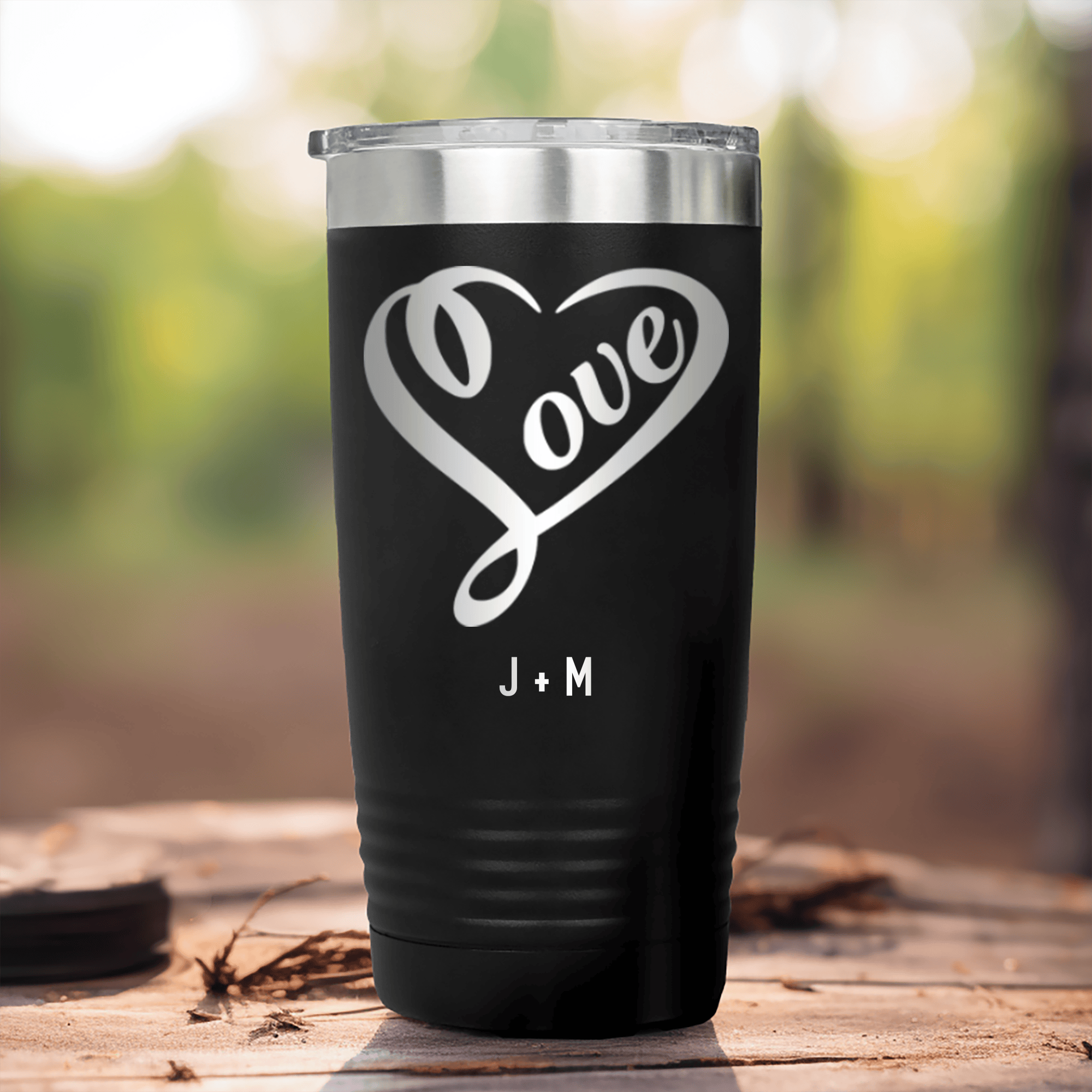 Black Valentines Day Tumbler With Lovers Heart Design