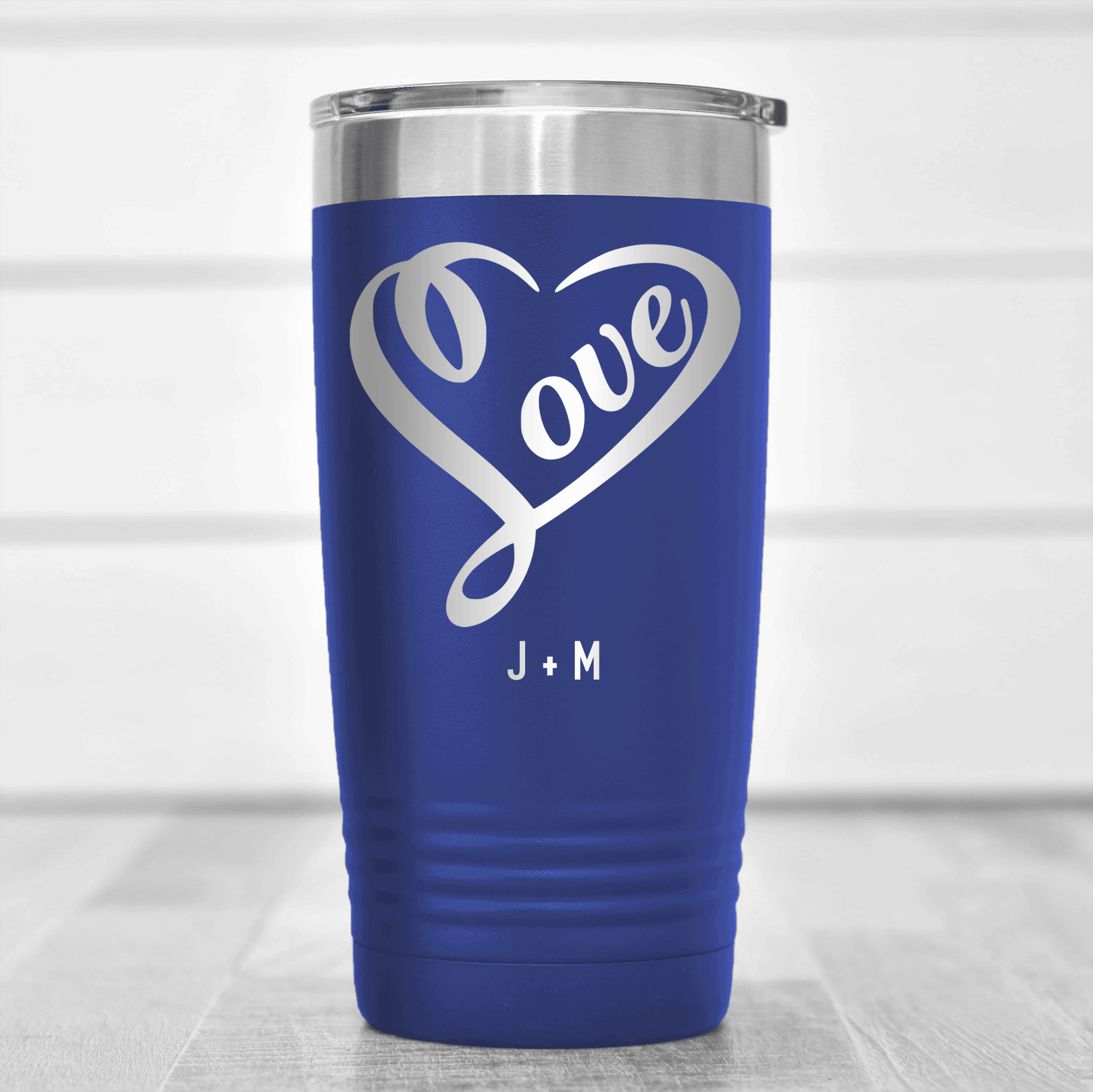 Blue Valentines Day Tumbler With Lovers Heart Design