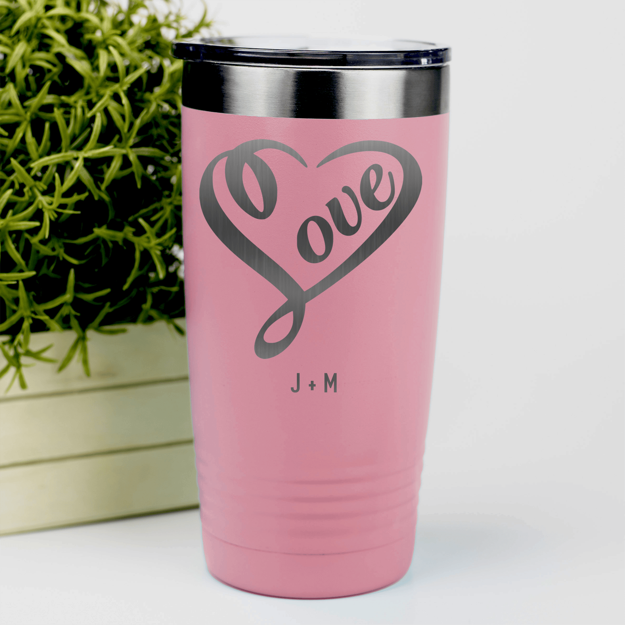 Salmon Valentines Day Tumbler With Lovers Heart Design