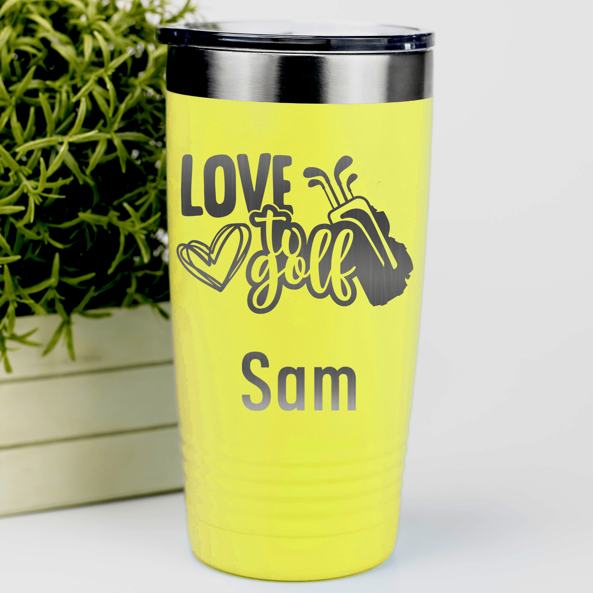 Yellow Golf Gifts For Her Tumbler With Loving To Golf Design