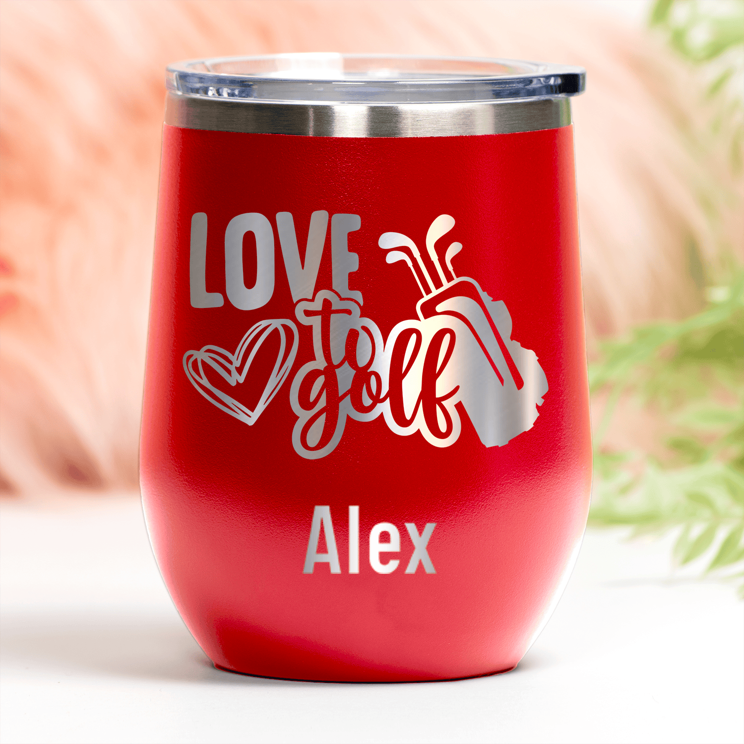 Red Golf Gifts For Her Wine Tumbler With Loving To Golf Design