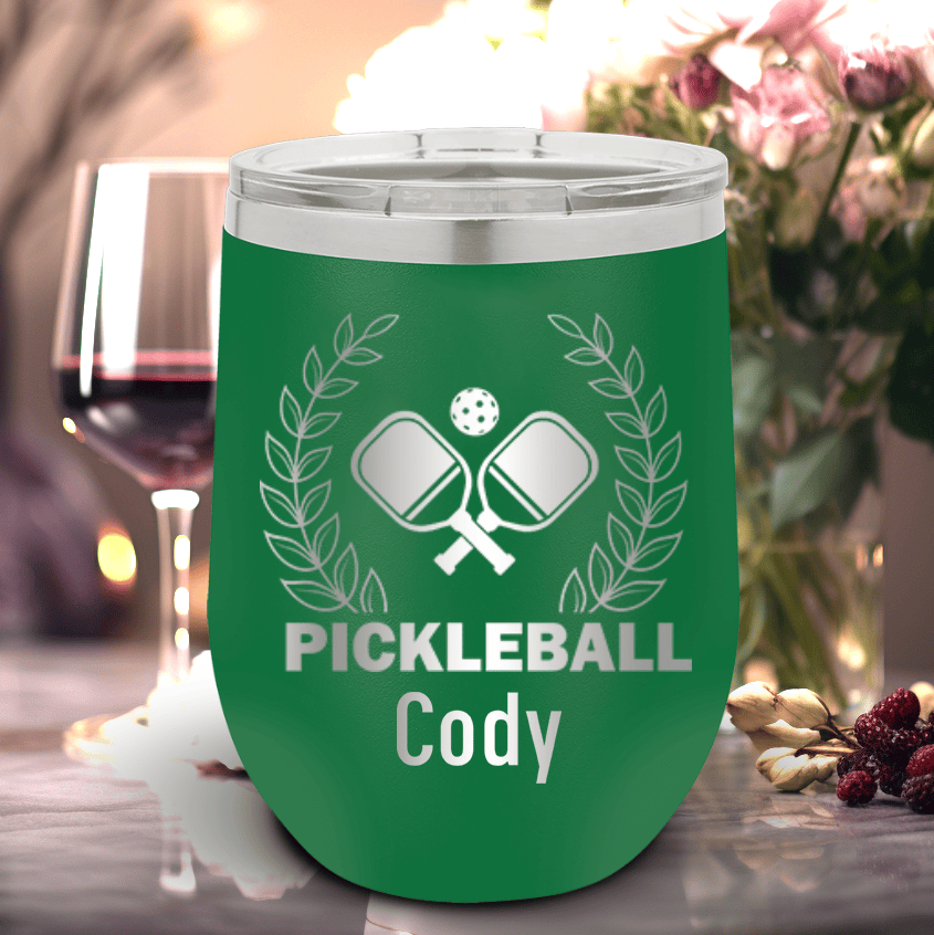 Green Pickleball Wine Tumbler With Master Of Pickleball Design