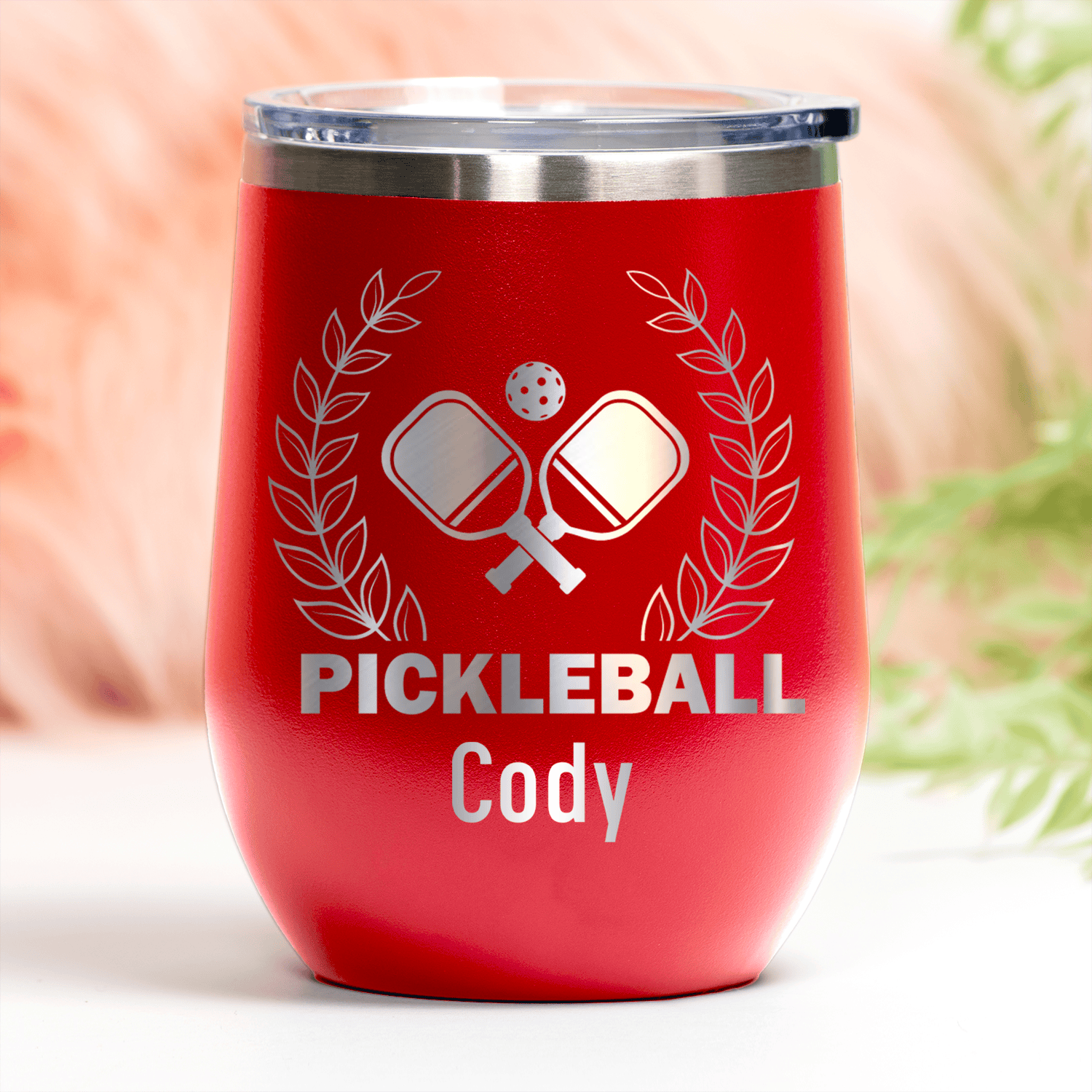 Red Pickleball Wine Tumbler With Master Of Pickleball Design