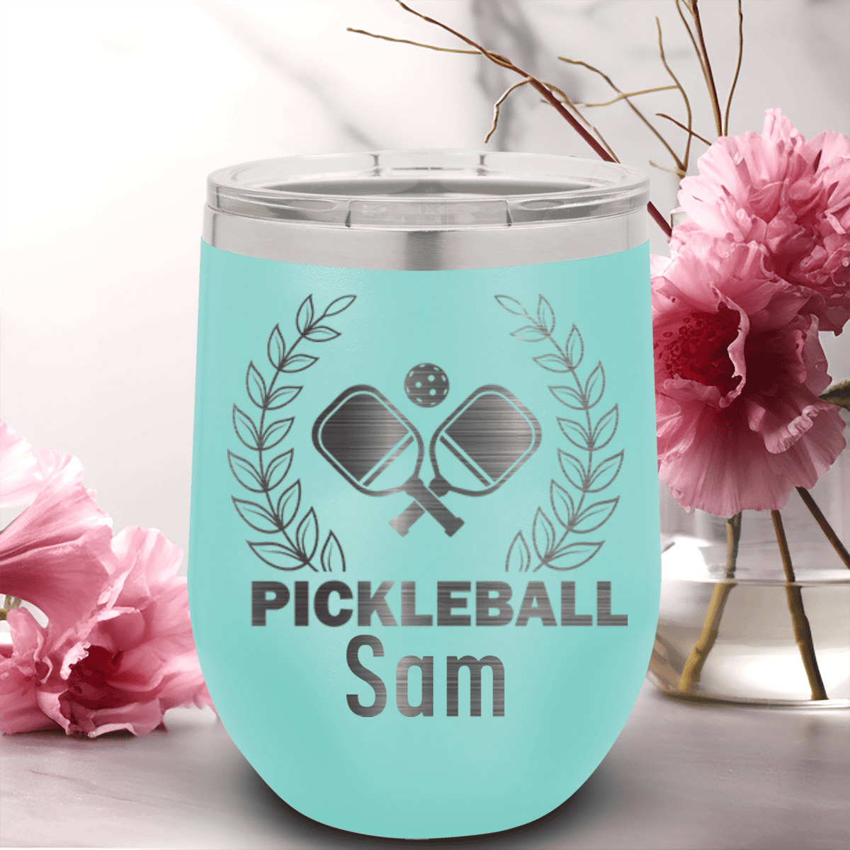 Teal Pickleball Wine Tumbler With Master Of Pickleball Design