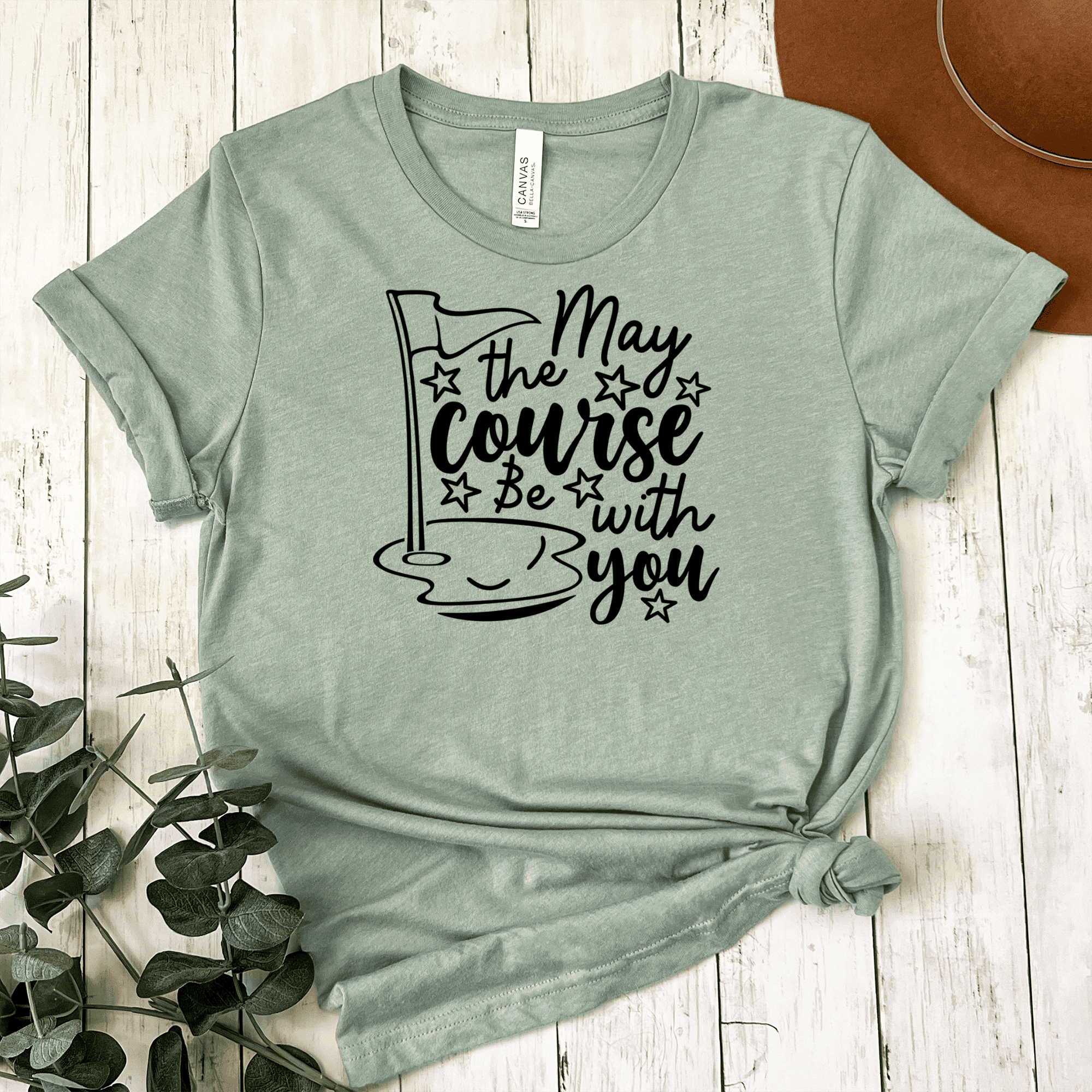 Womens Light Green T Shirt with May-The-Course-Be-With-You design