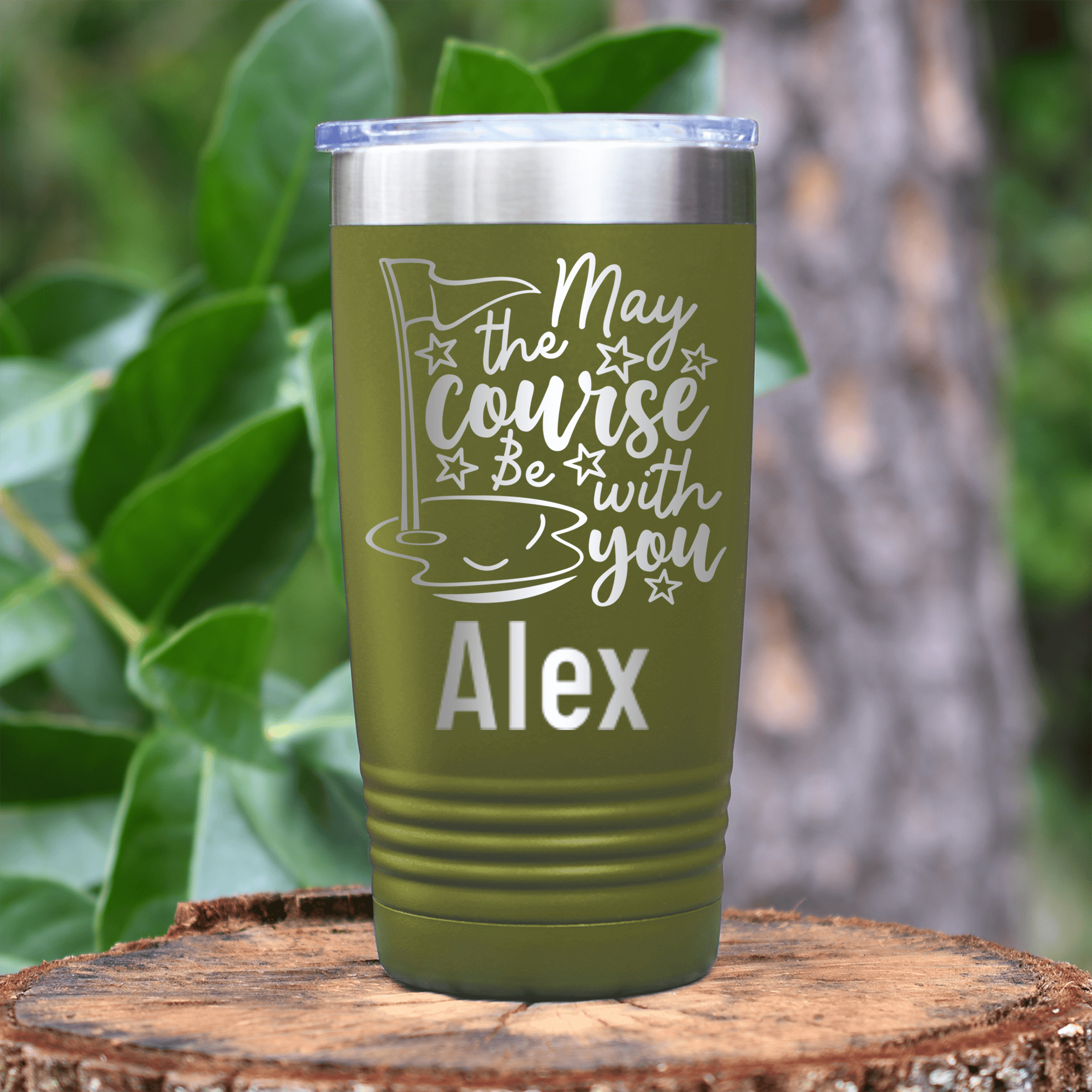 Military Green Golf Gifts For Her Tumbler With May The Course Be With You Design