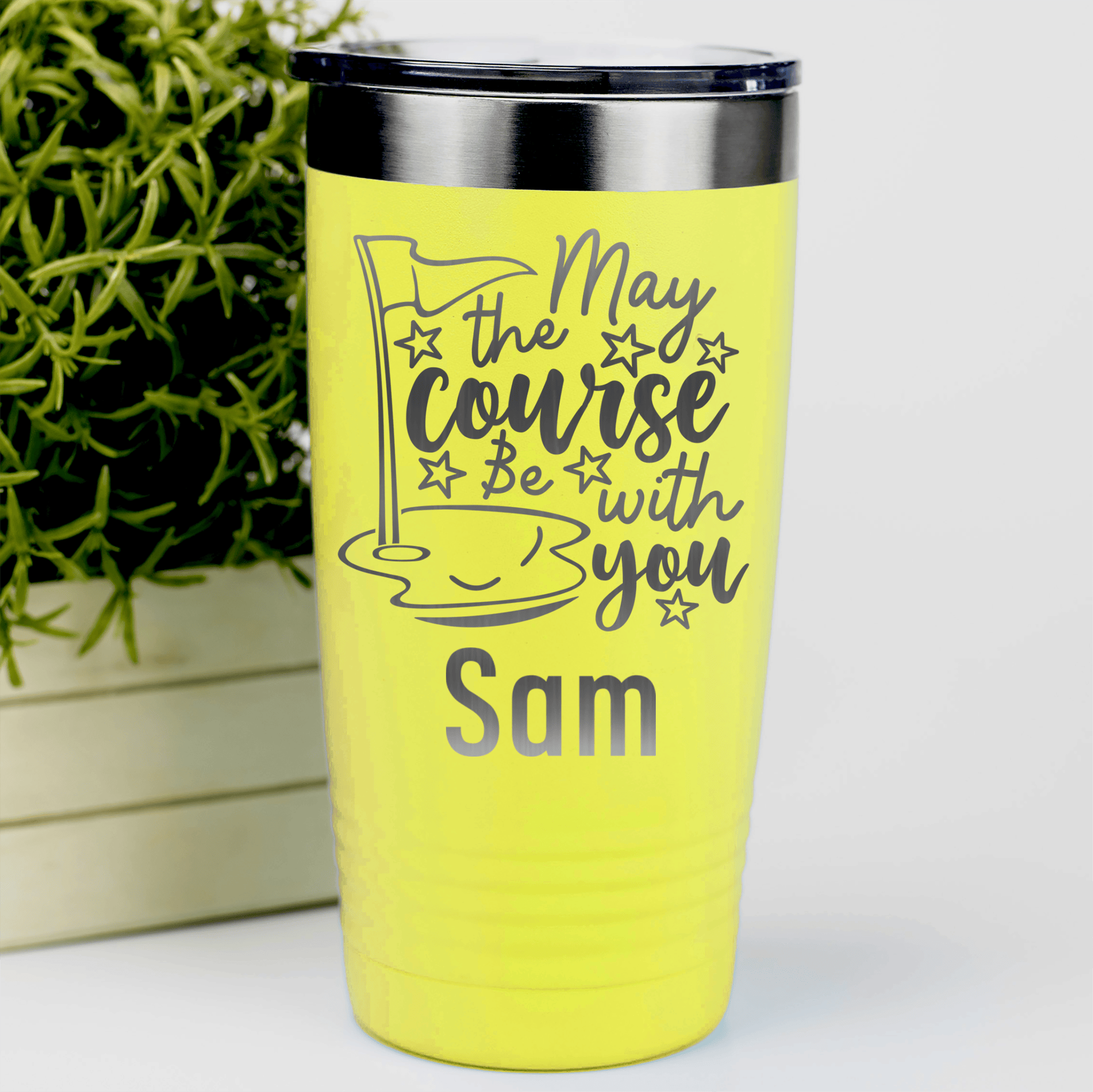 Yellow Golf Gifts For Her Tumbler With May The Course Be With You Design