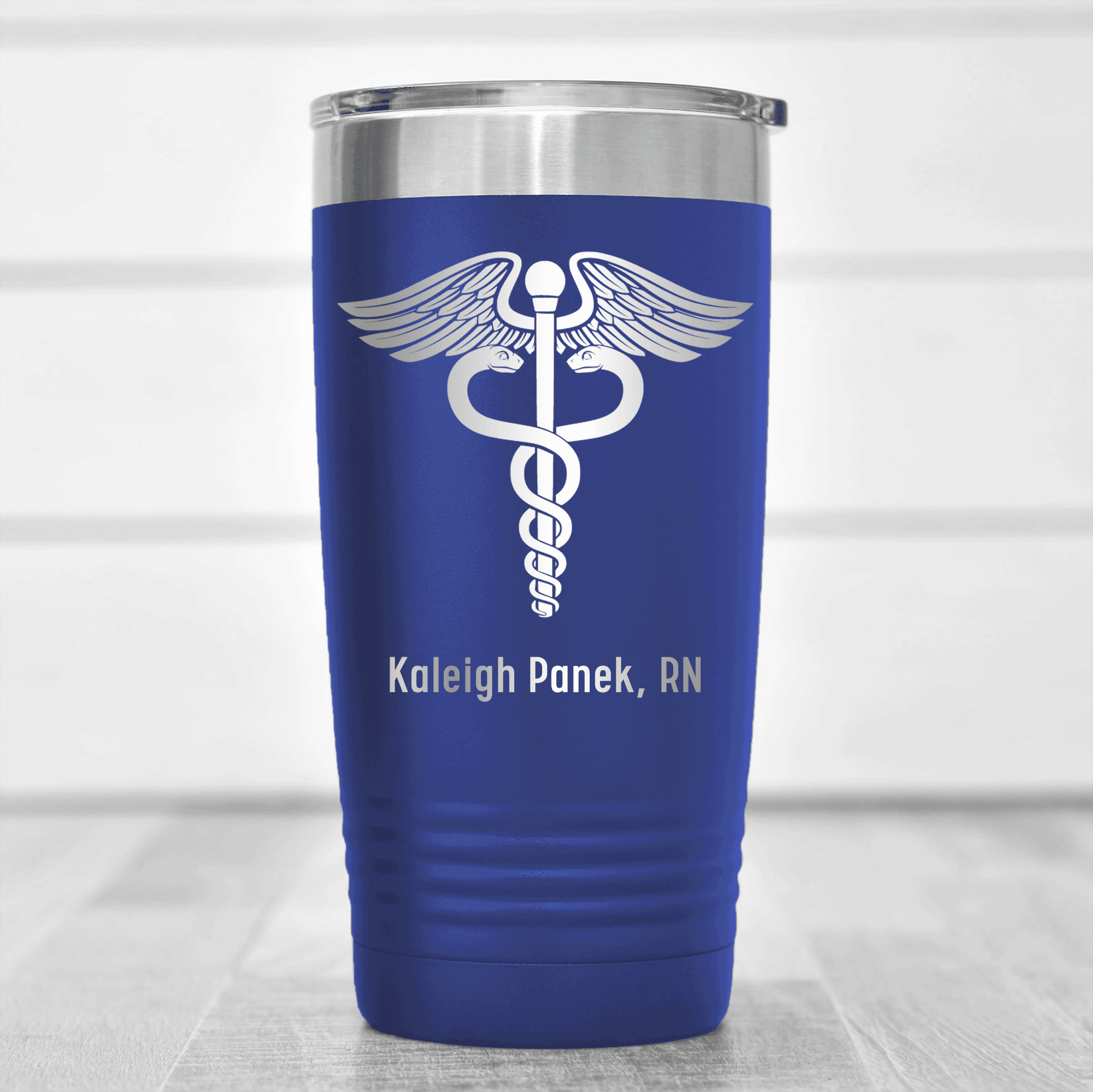 Blue Nurse Tumbler With Medical Symbol Design