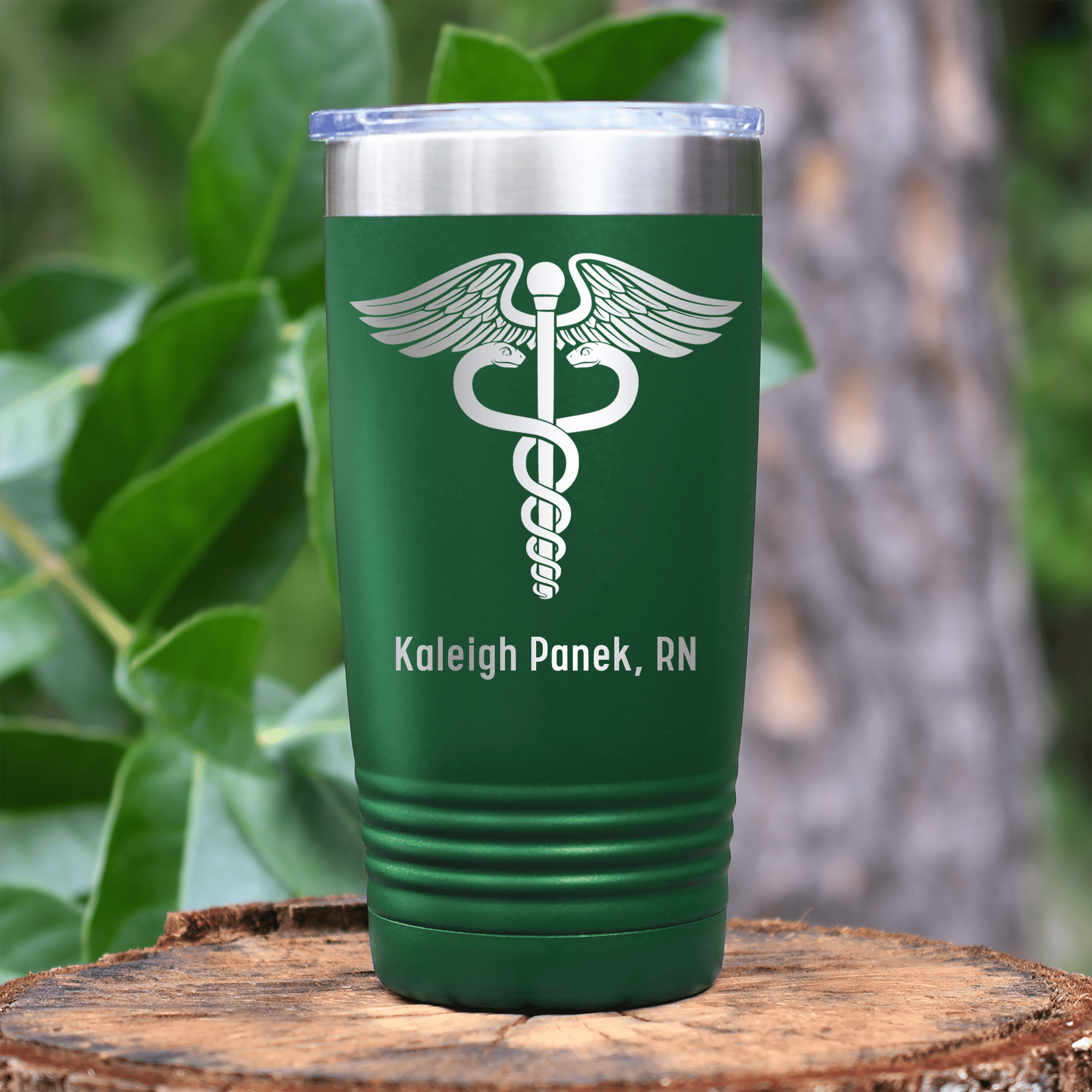 Green Nurse Tumbler With Medical Symbol Design