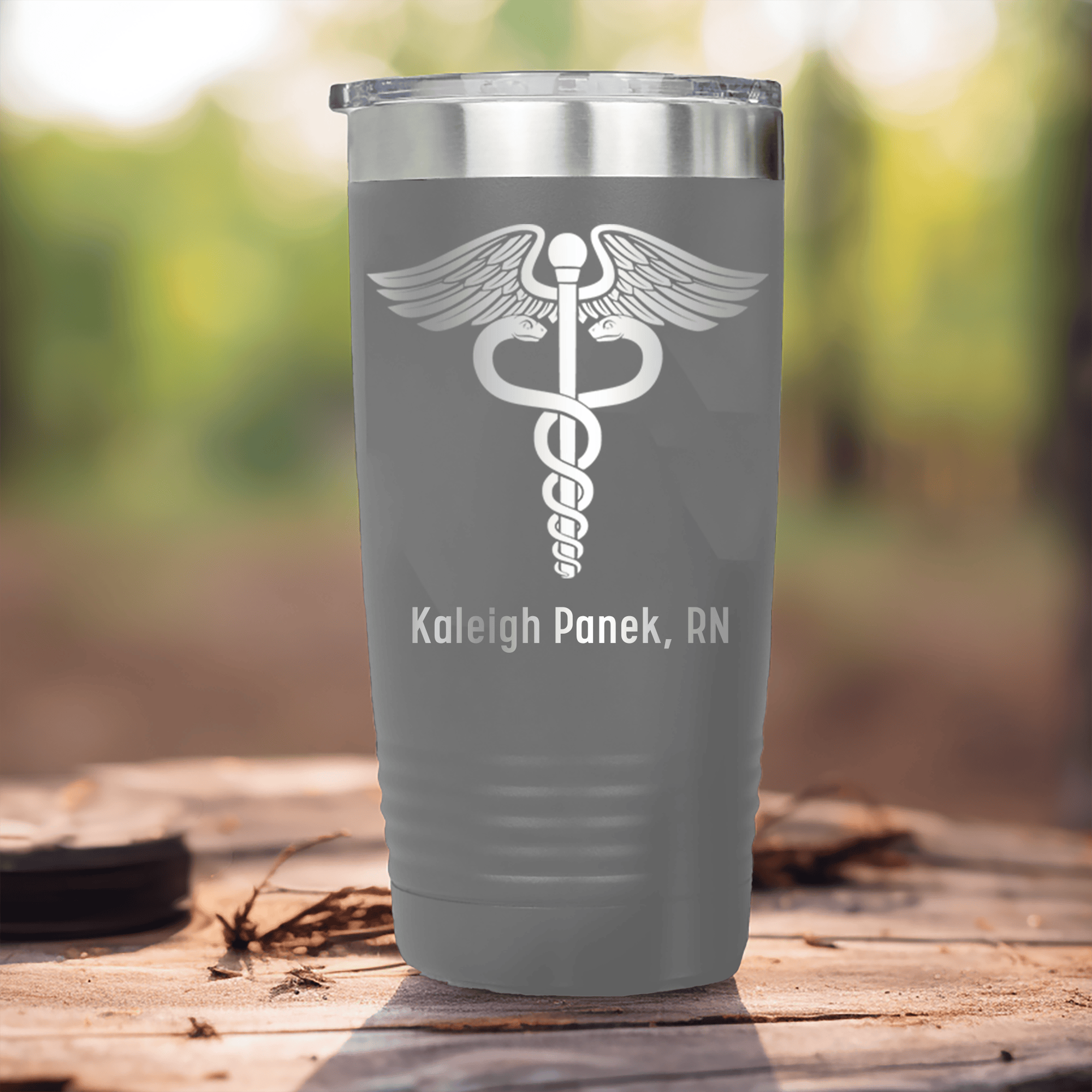 Grey Nurse Tumbler With Medical Symbol Design