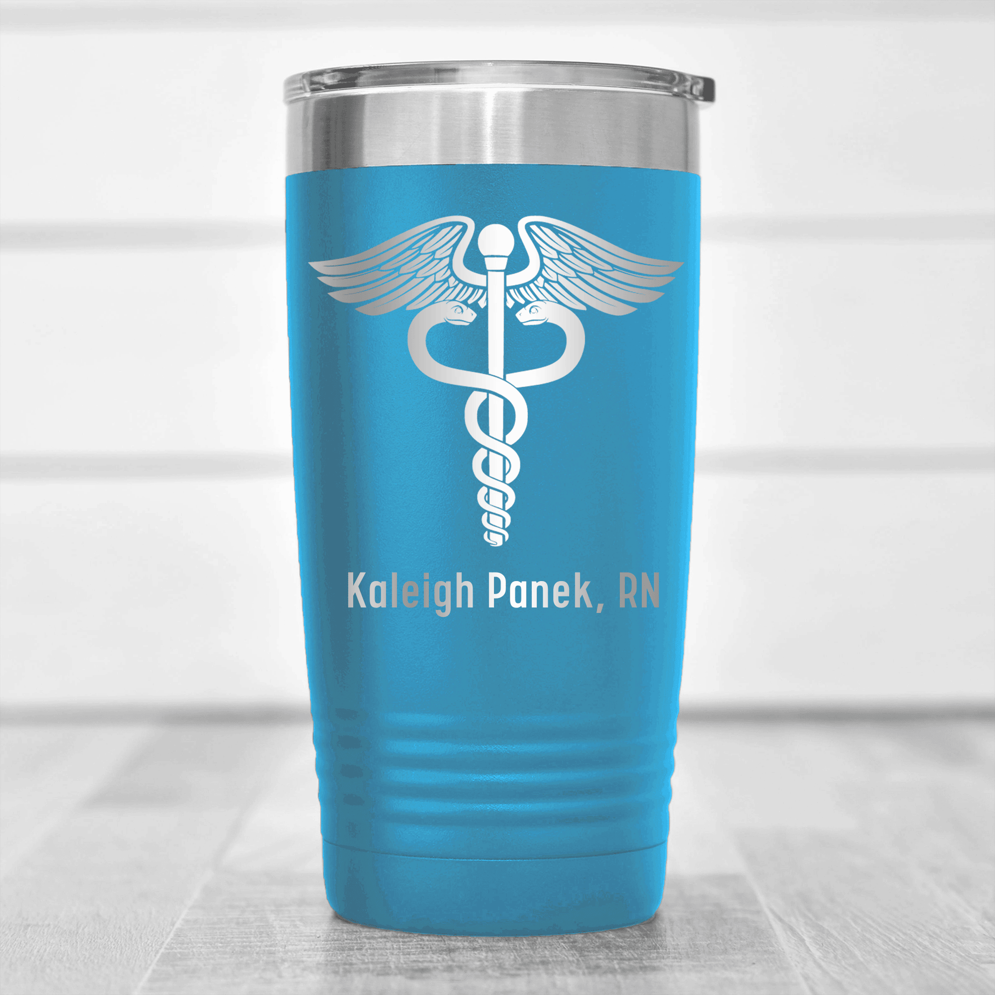 Light Blue Nurse Tumbler With Medical Symbol Design