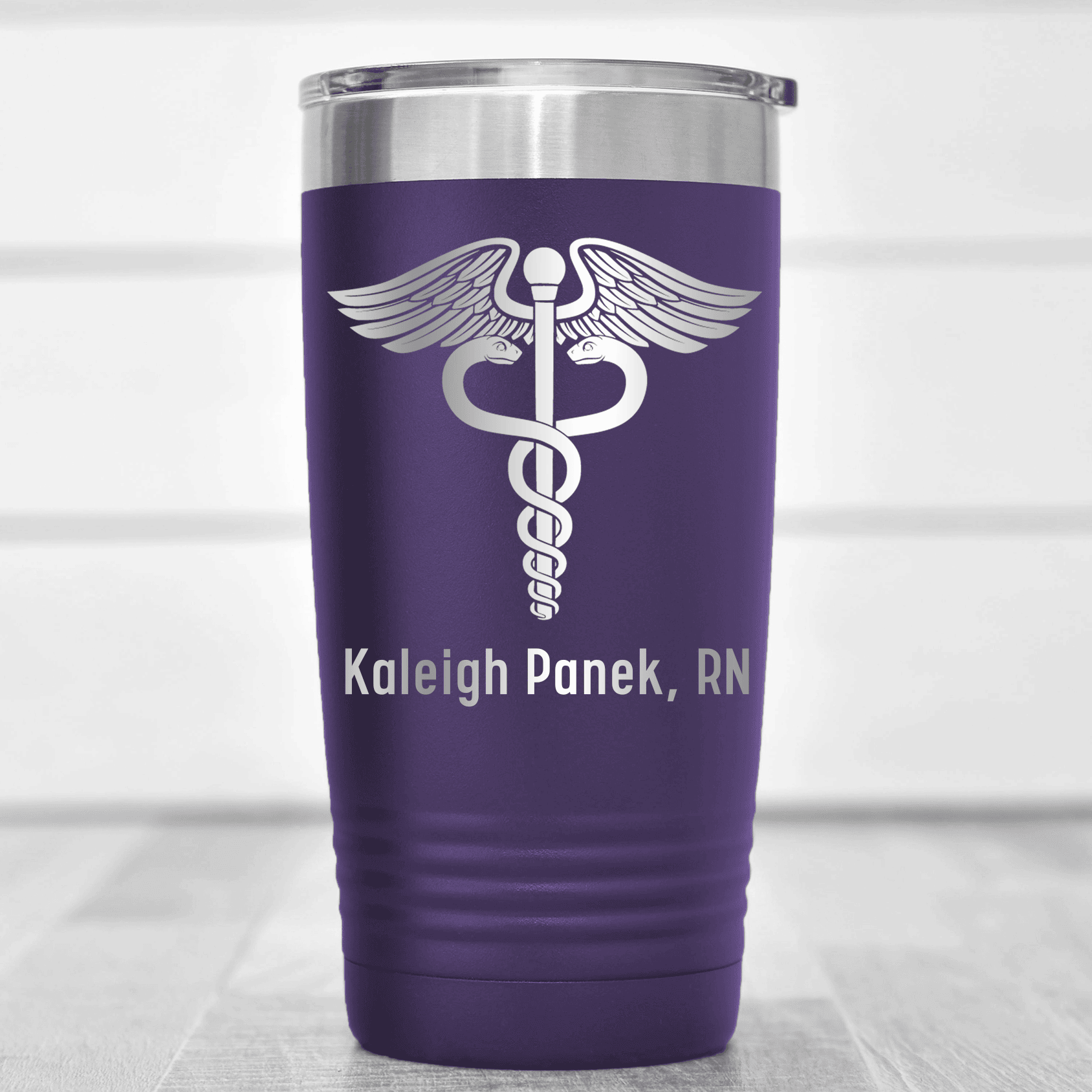 Purple Nurse Tumbler With Medical Symbol Design