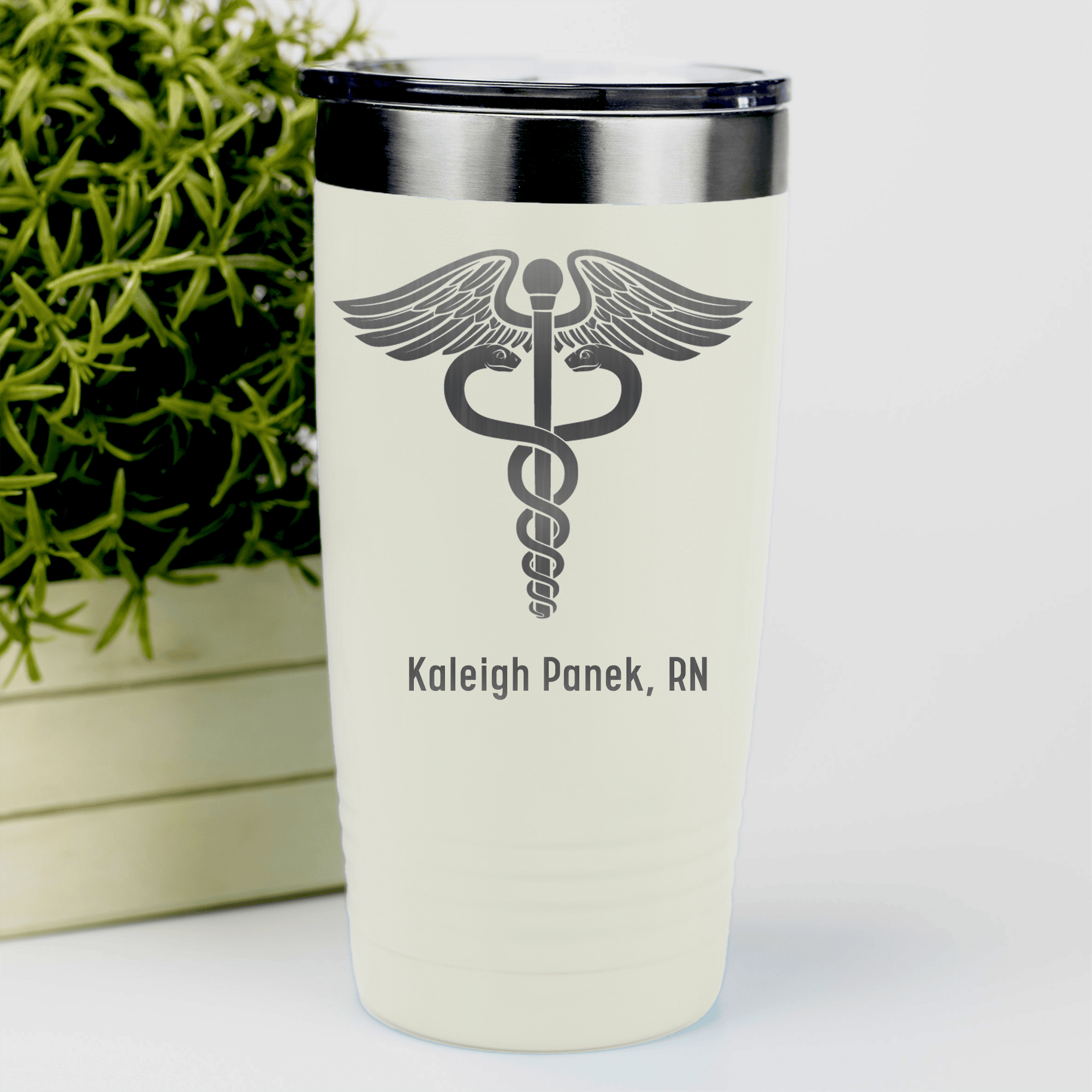 White Nurse Tumbler With Medical Symbol Design