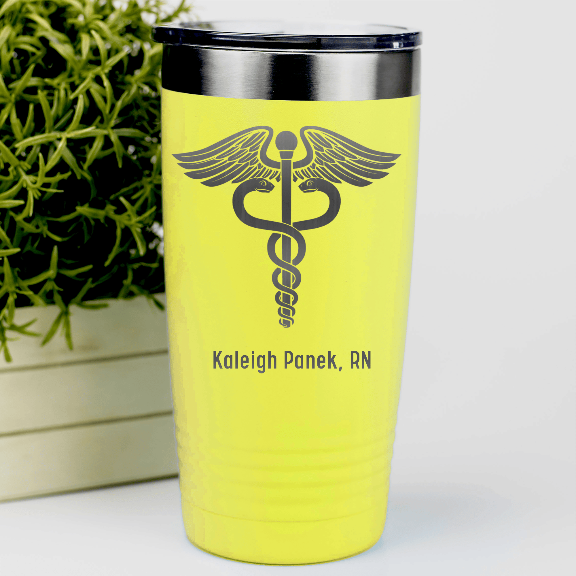 Yellow Nurse Tumbler With Medical Symbol Design