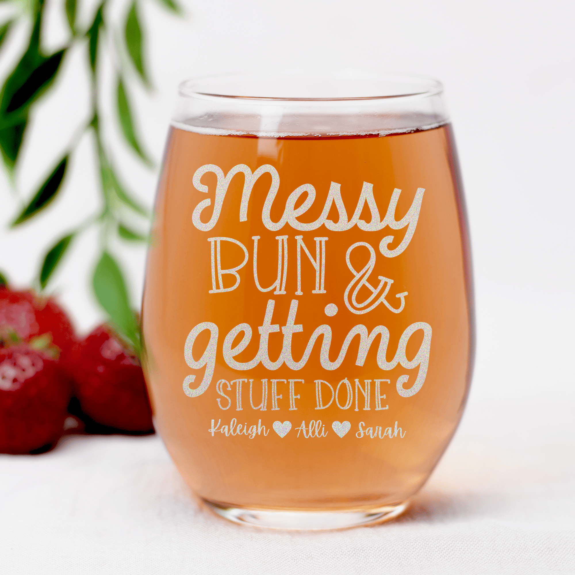Messy Buns Get It Done Stemless Wine Glass