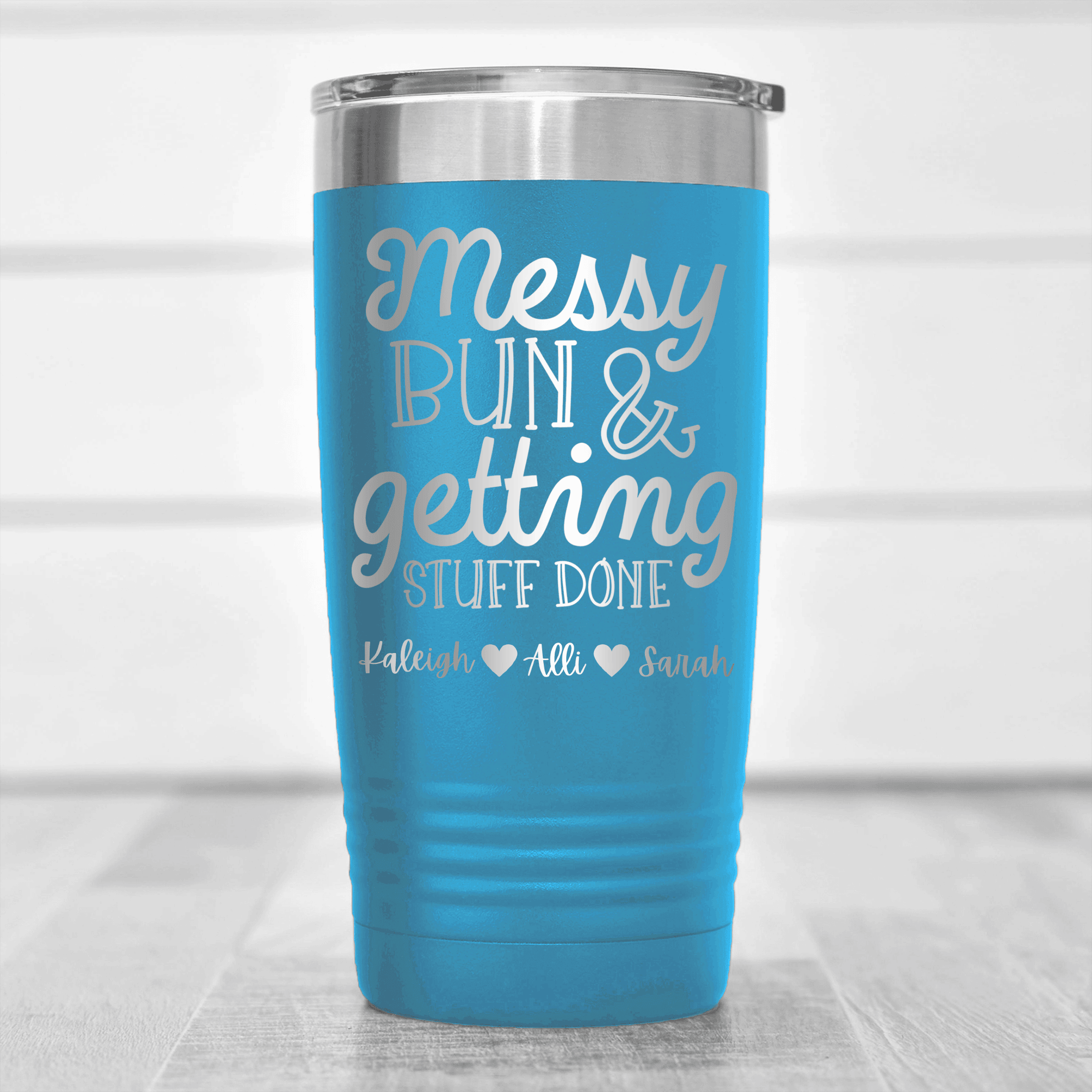 Light Blue Mothers Day Tumbler With Messy Buns Get It Done Design