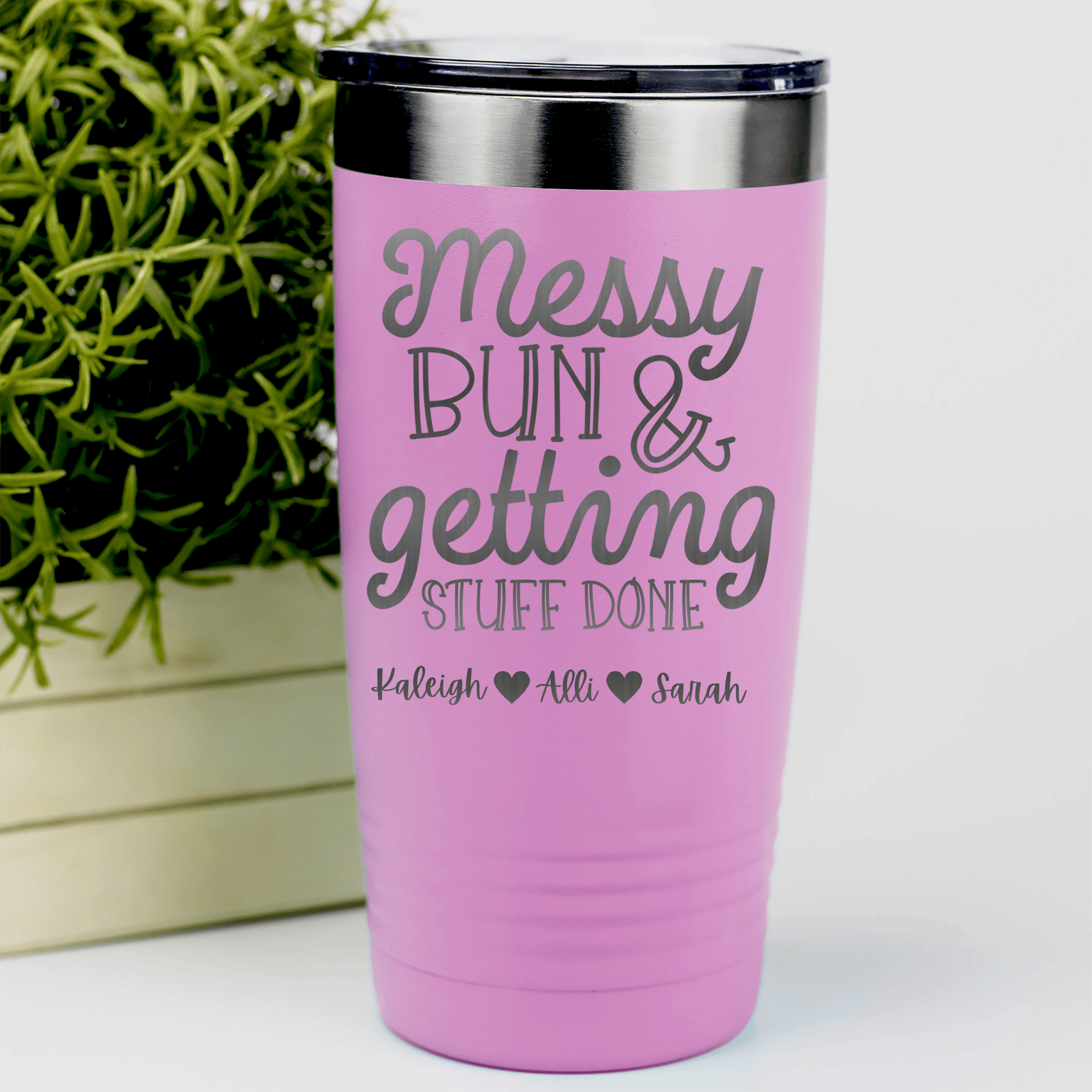 Pink Mothers Day Tumbler With Messy Buns Get It Done Design