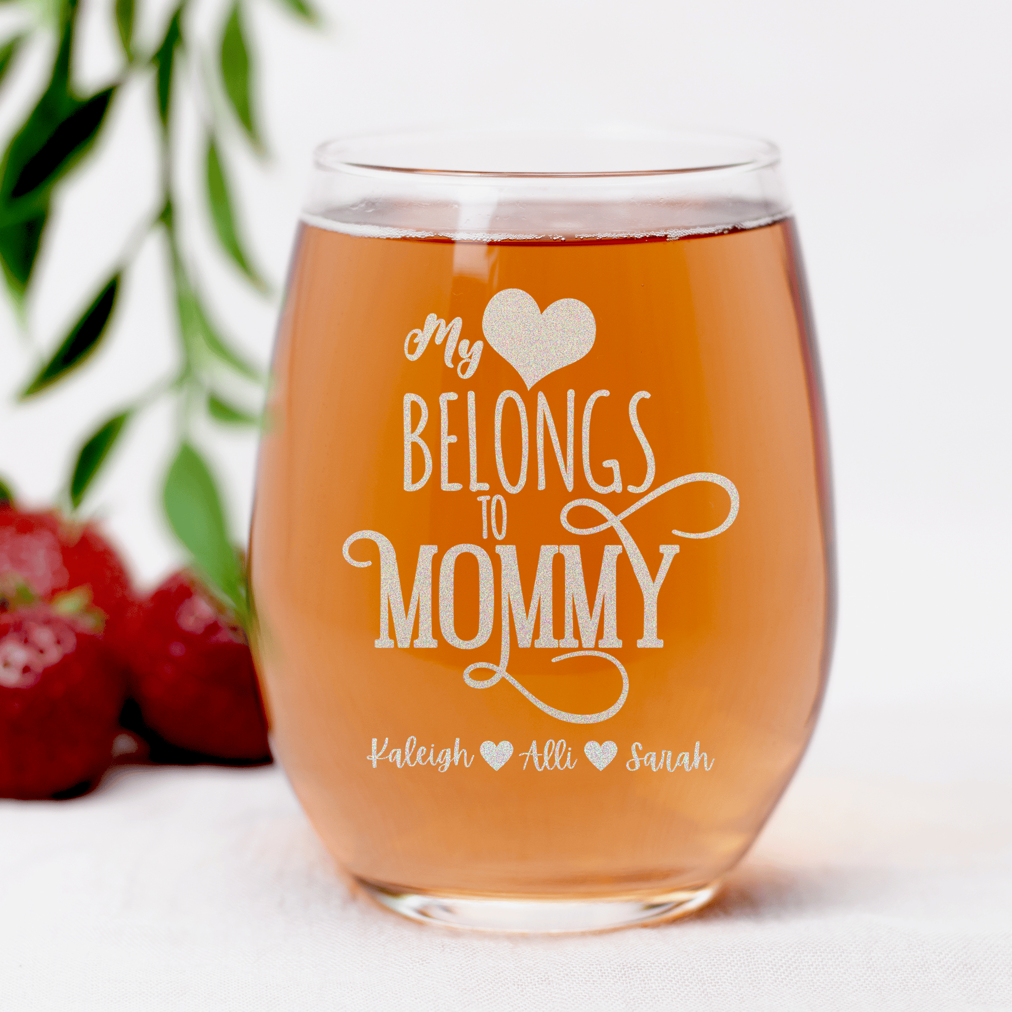 Mommy Has My Heart Stemless Wine Glass