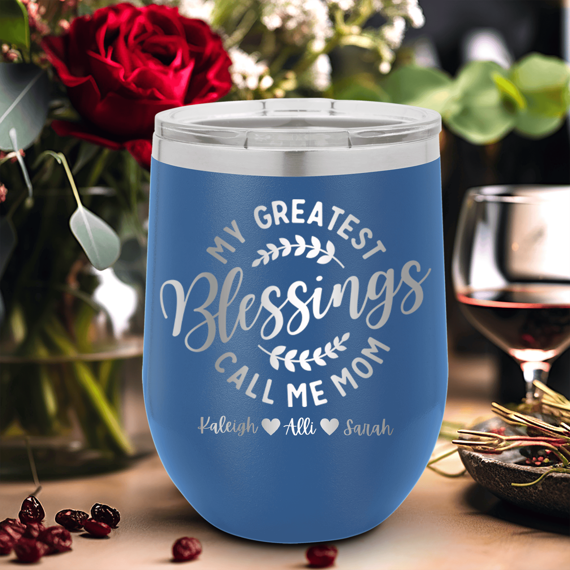 Moms Greatest Blessings Wine Tumbler