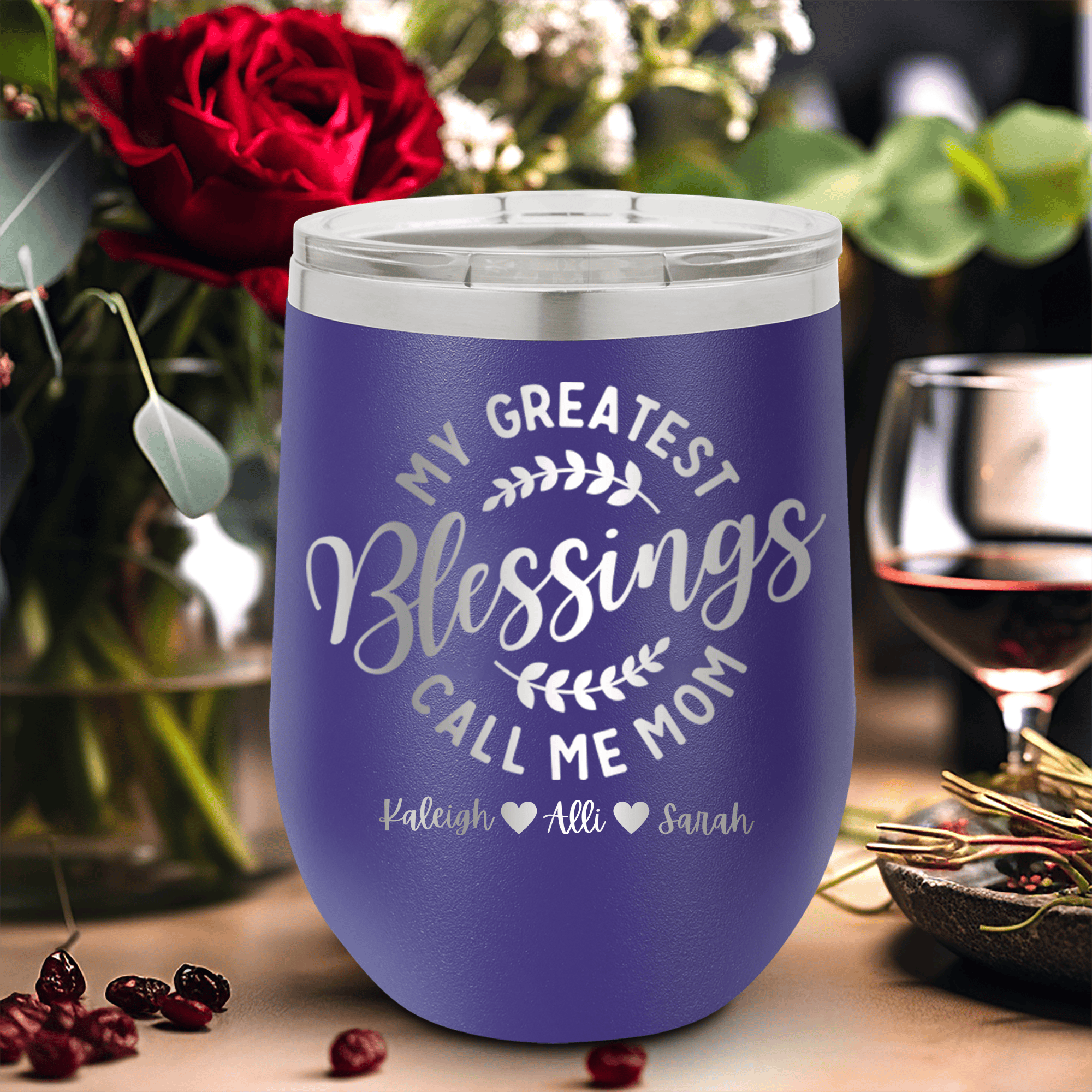 Moms Greatest Blessings Wine Tumbler