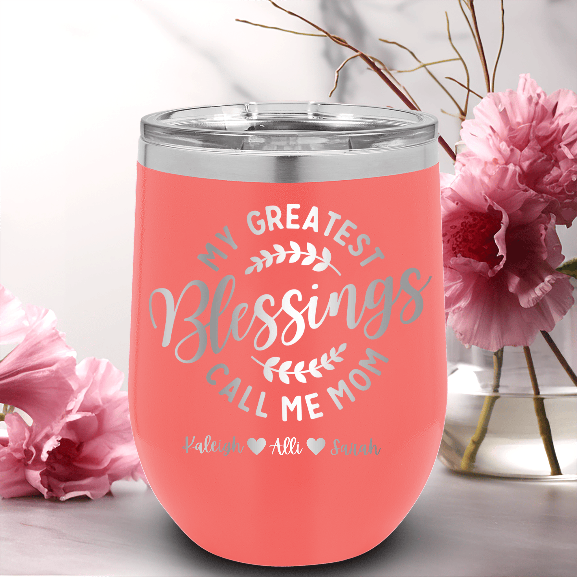 Moms Greatest Blessings Wine Tumbler