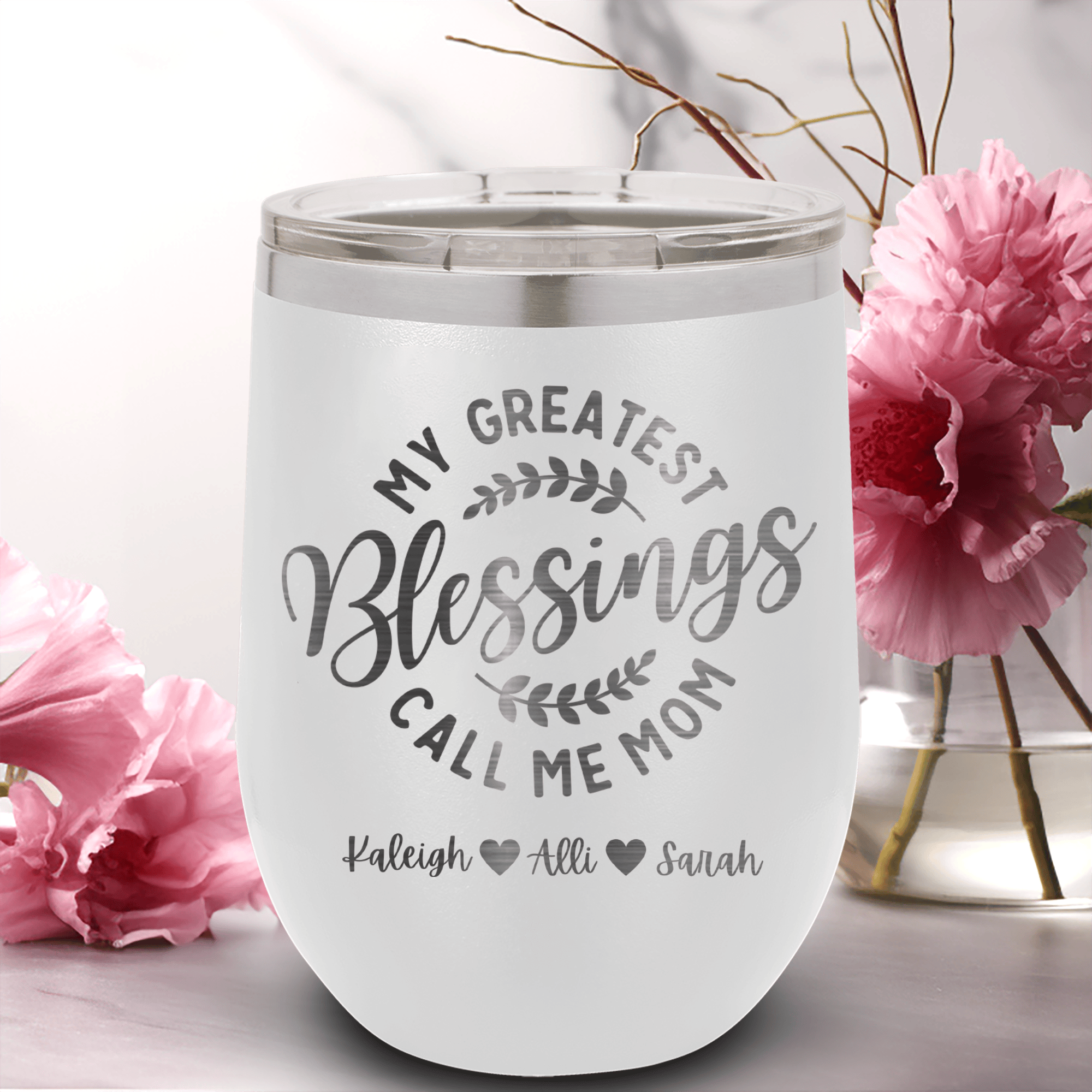 Moms Greatest Blessings Wine Tumbler