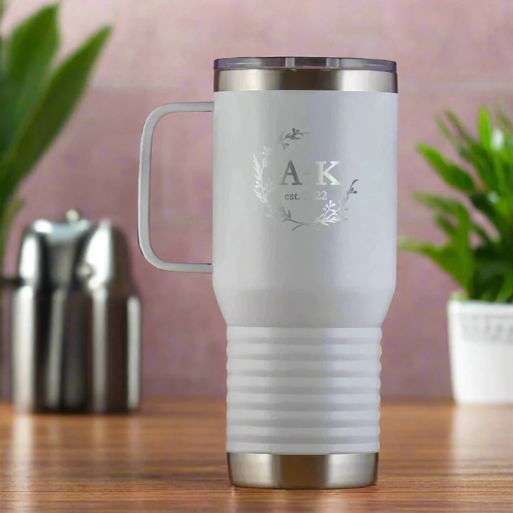 Monogrammed Initials Anniversary Coffee Travel Tumbler with Year