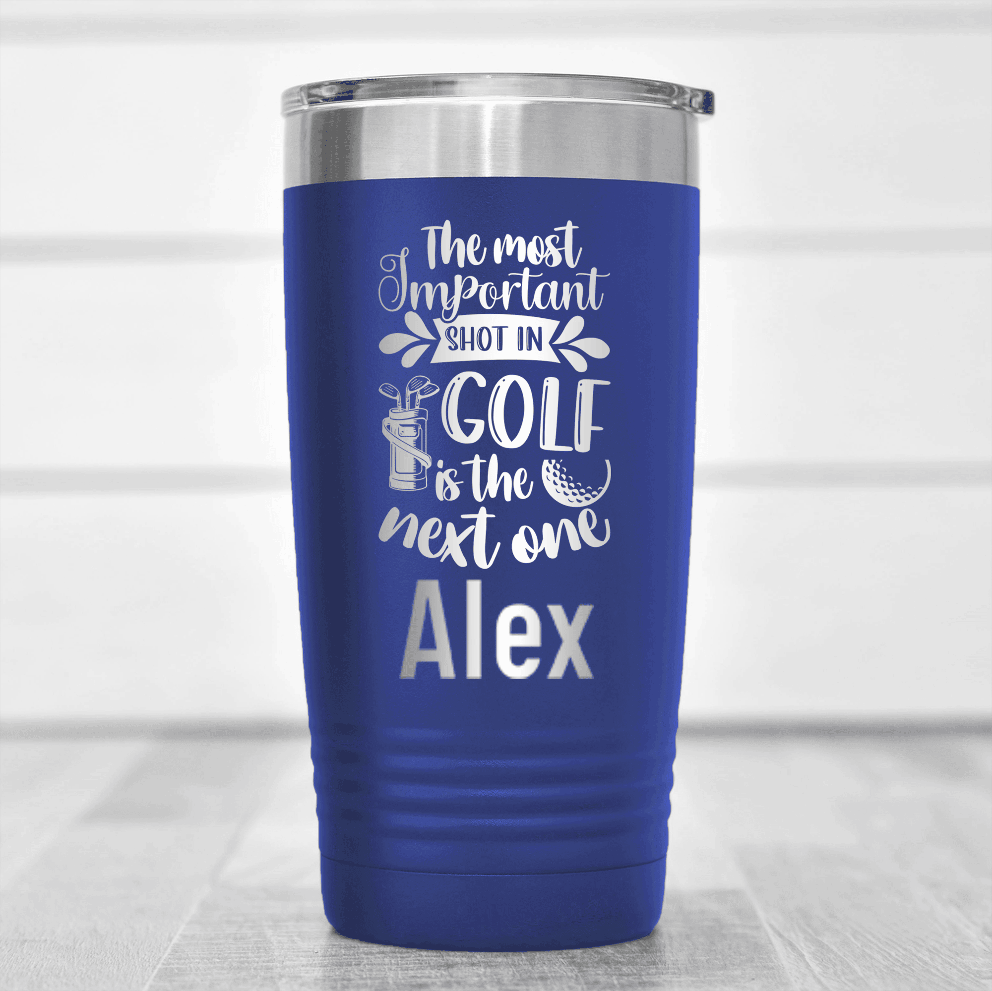Blue Golf Gifts For Her Tumbler With Most Important Shot Design