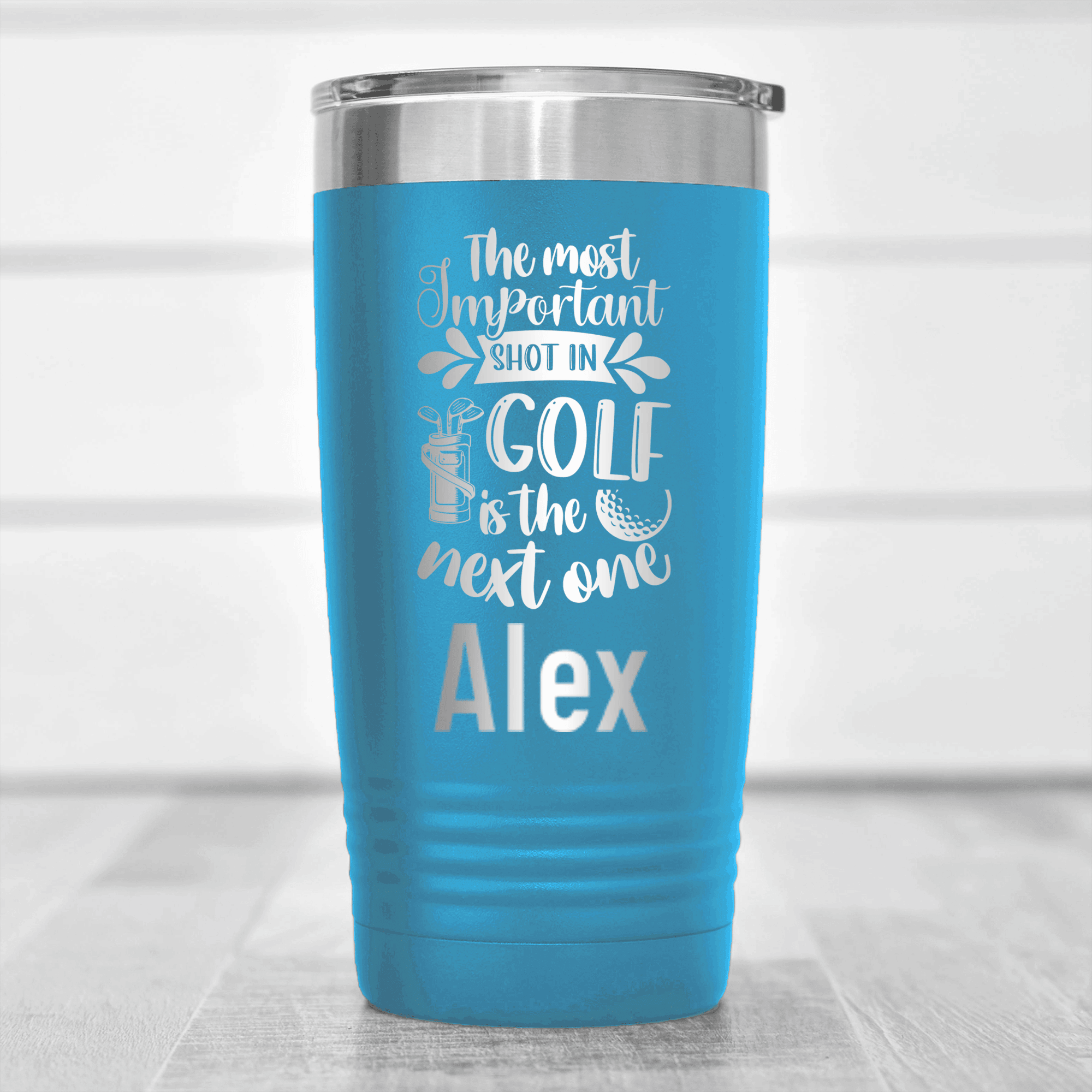 Light Blue Golf Gifts For Her Tumbler With Most Important Shot Design