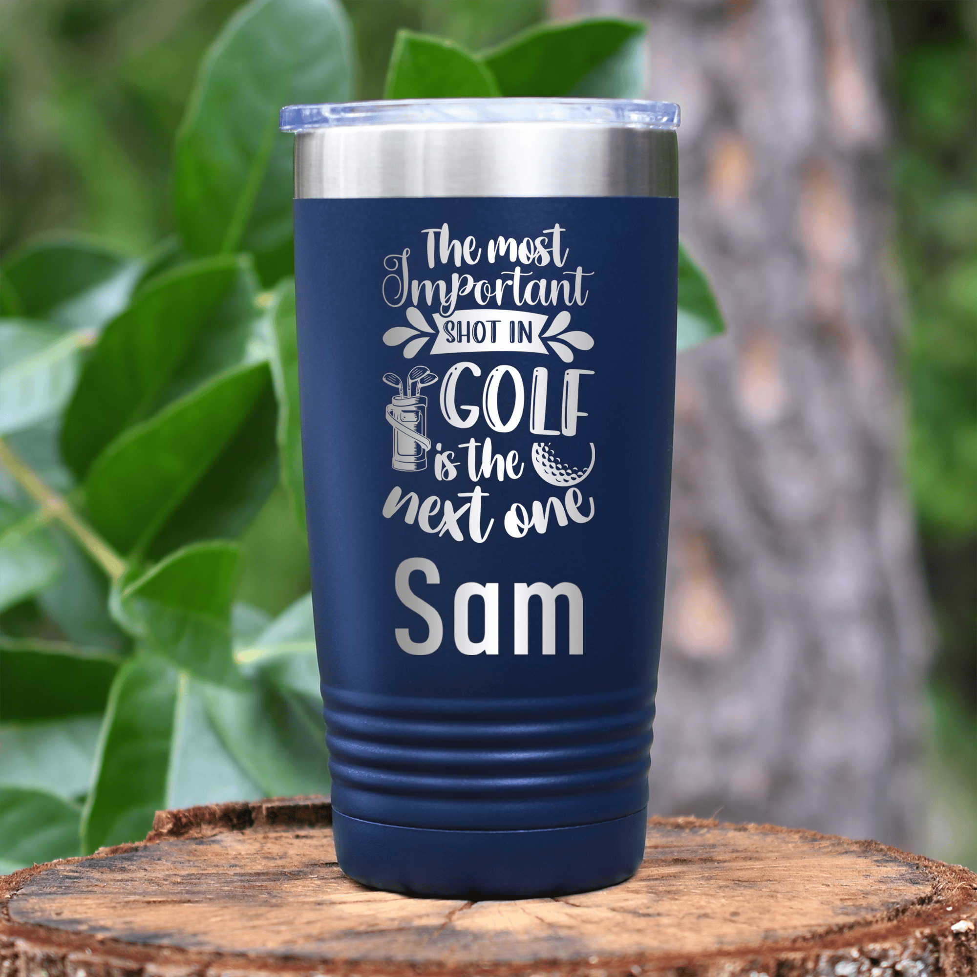 Navy Golf Gifts For Her Tumbler With Most Important Shot Design