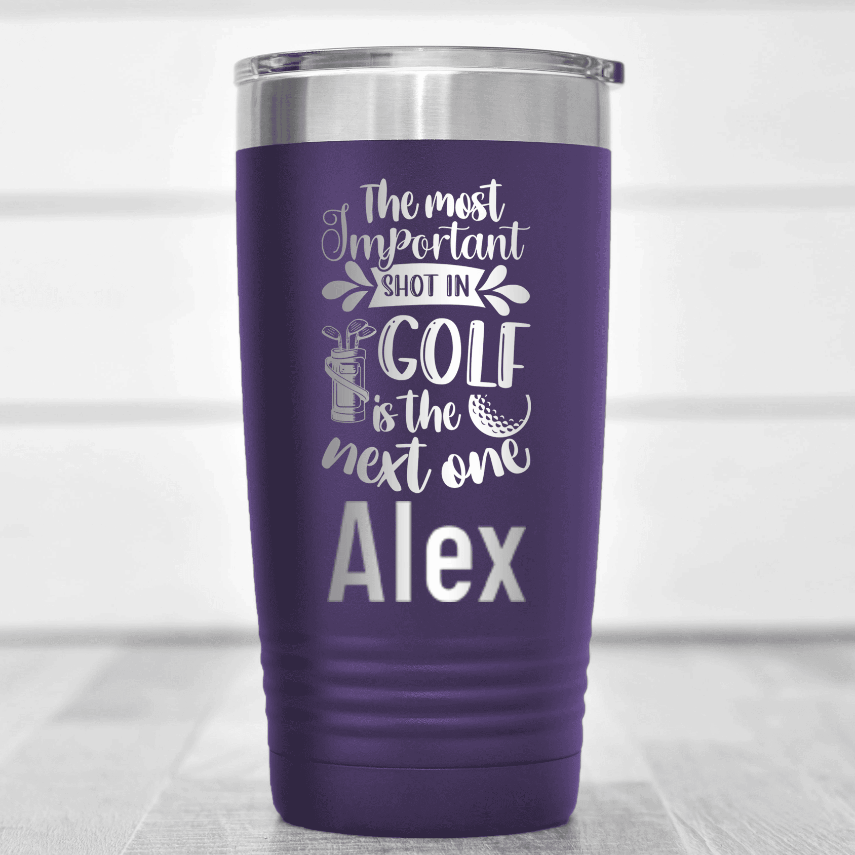 Purple Golf Gifts For Her Tumbler With Most Important Shot Design