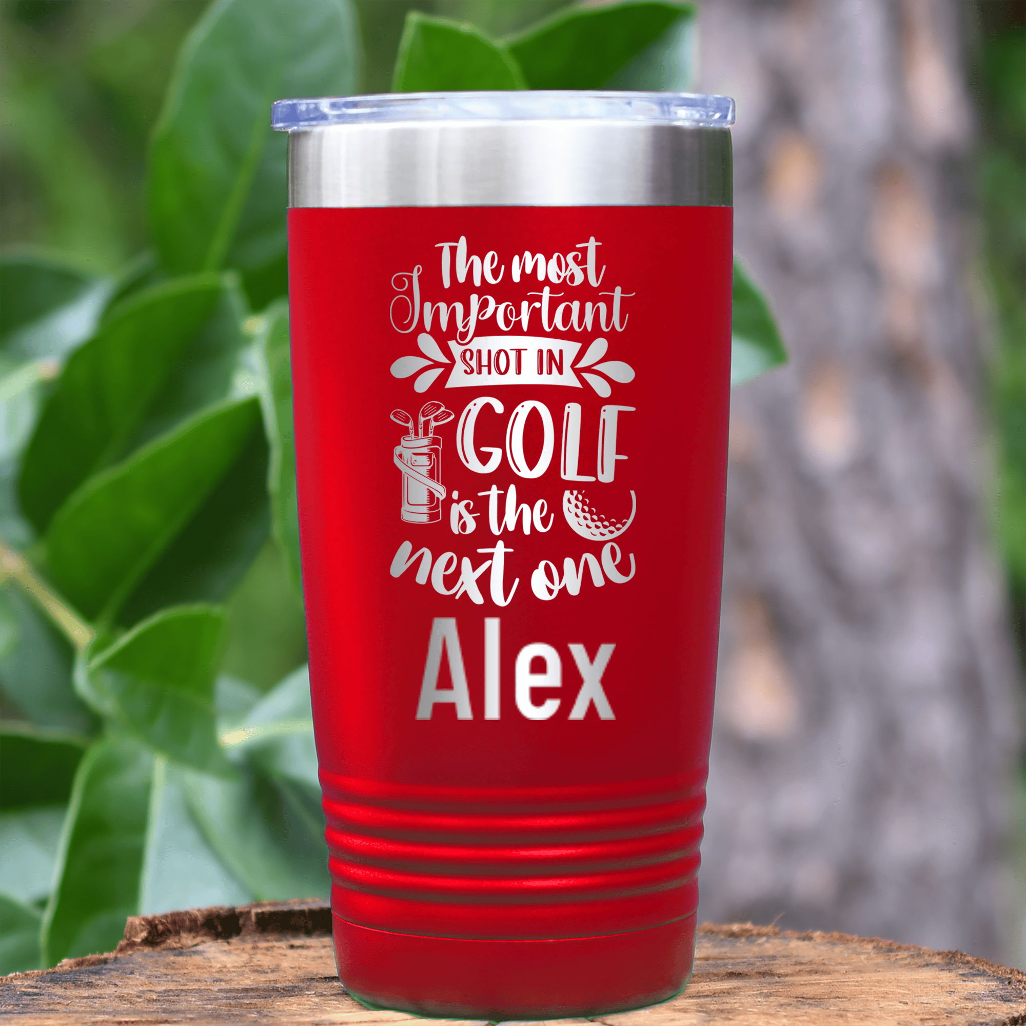 Red Golf Gifts For Her Tumbler With Most Important Shot Design