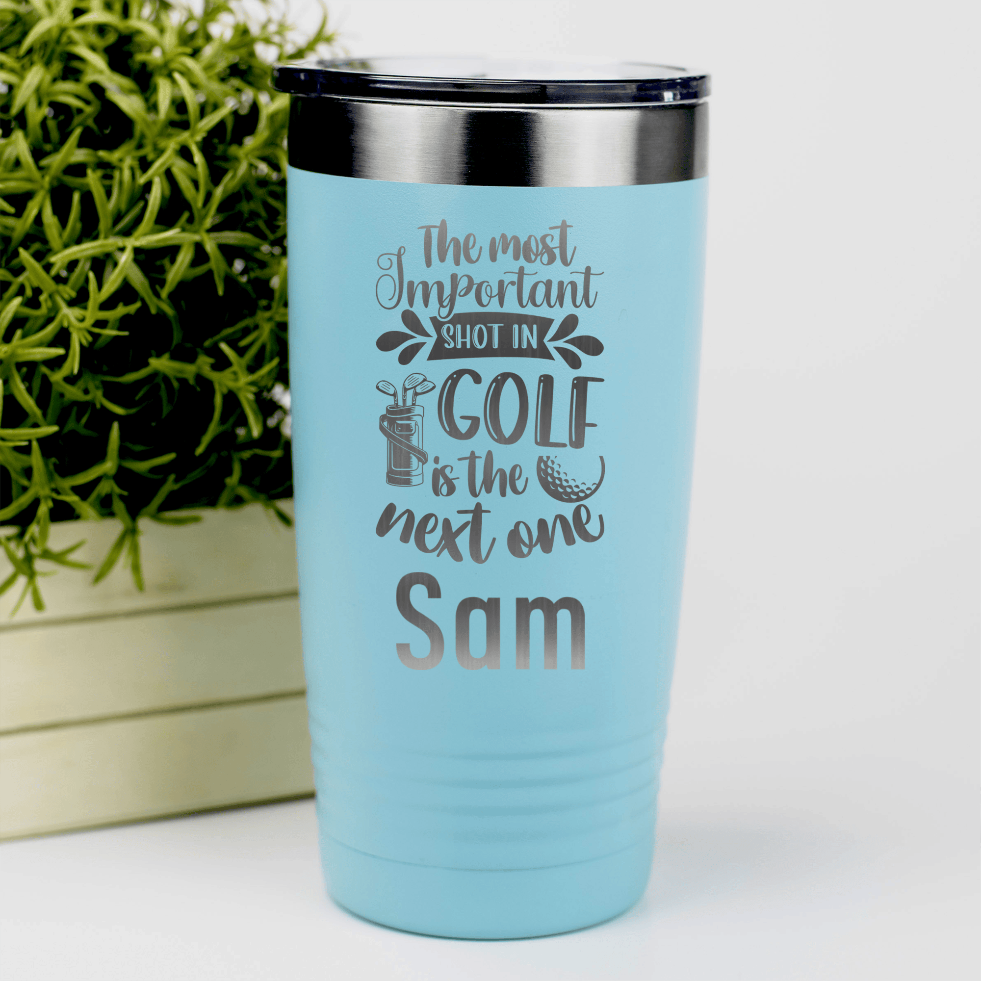 Teal Golf Gifts For Her Tumbler With Most Important Shot Design