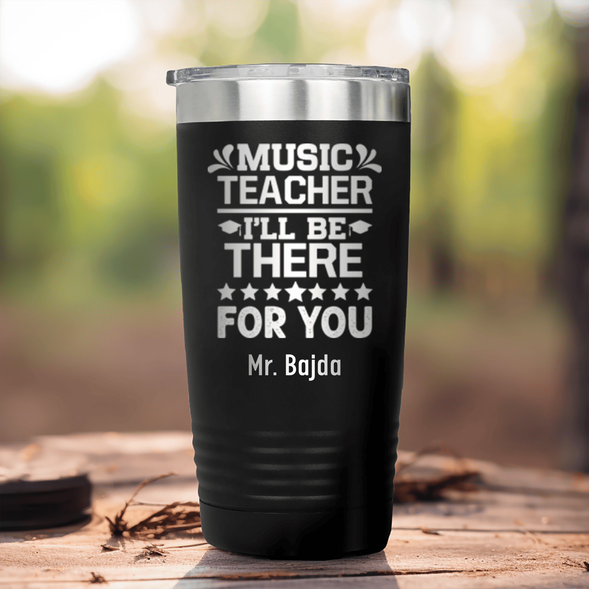 Black Teacher Tumbler With Music Teacher Design