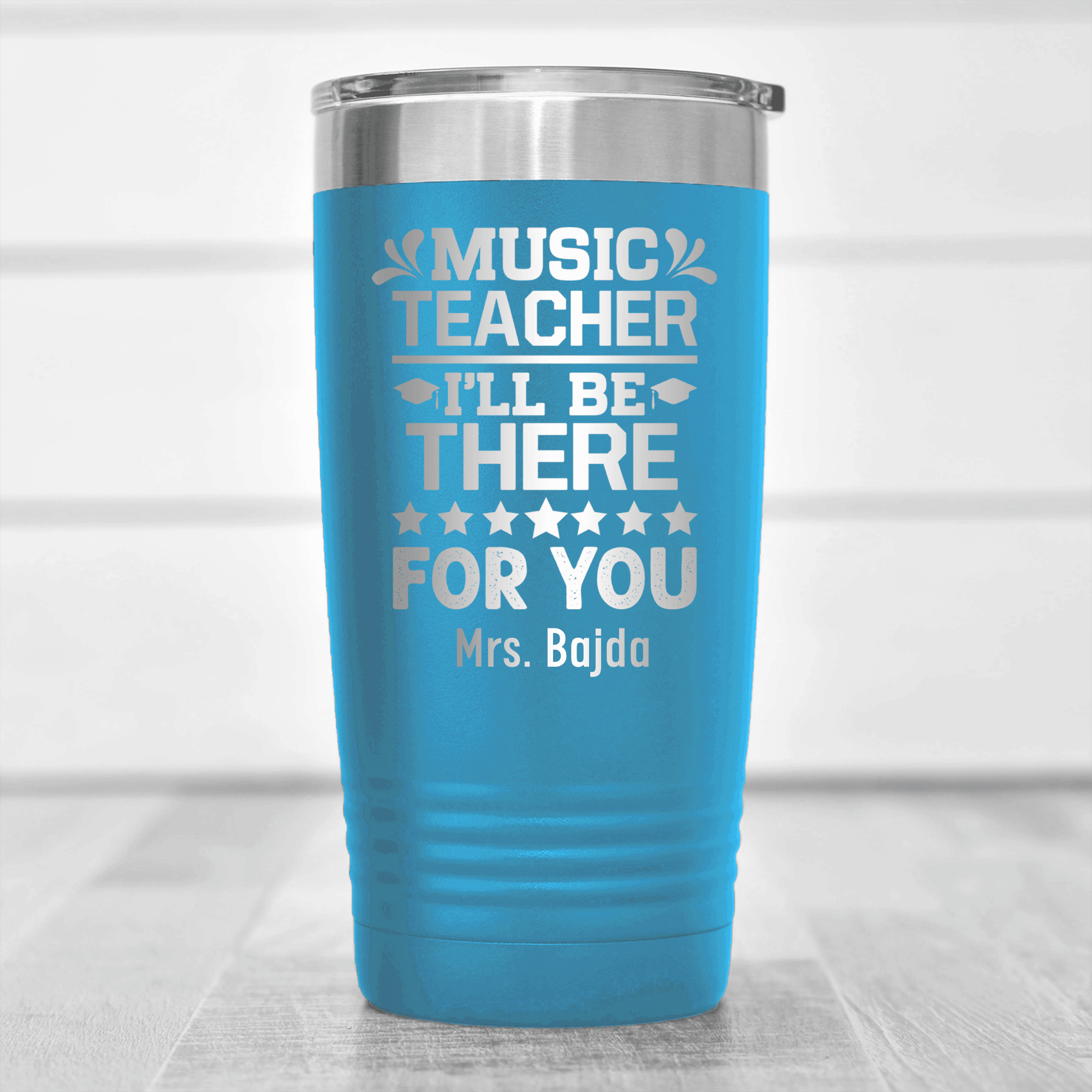 Light Blue Teacher Tumbler With Music Teacher Design