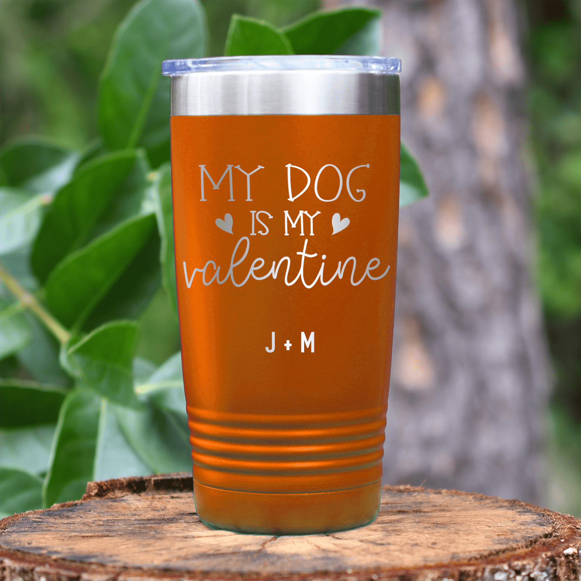 Orange Valentines Day Tumbler With My Dog Is My Valentine Design