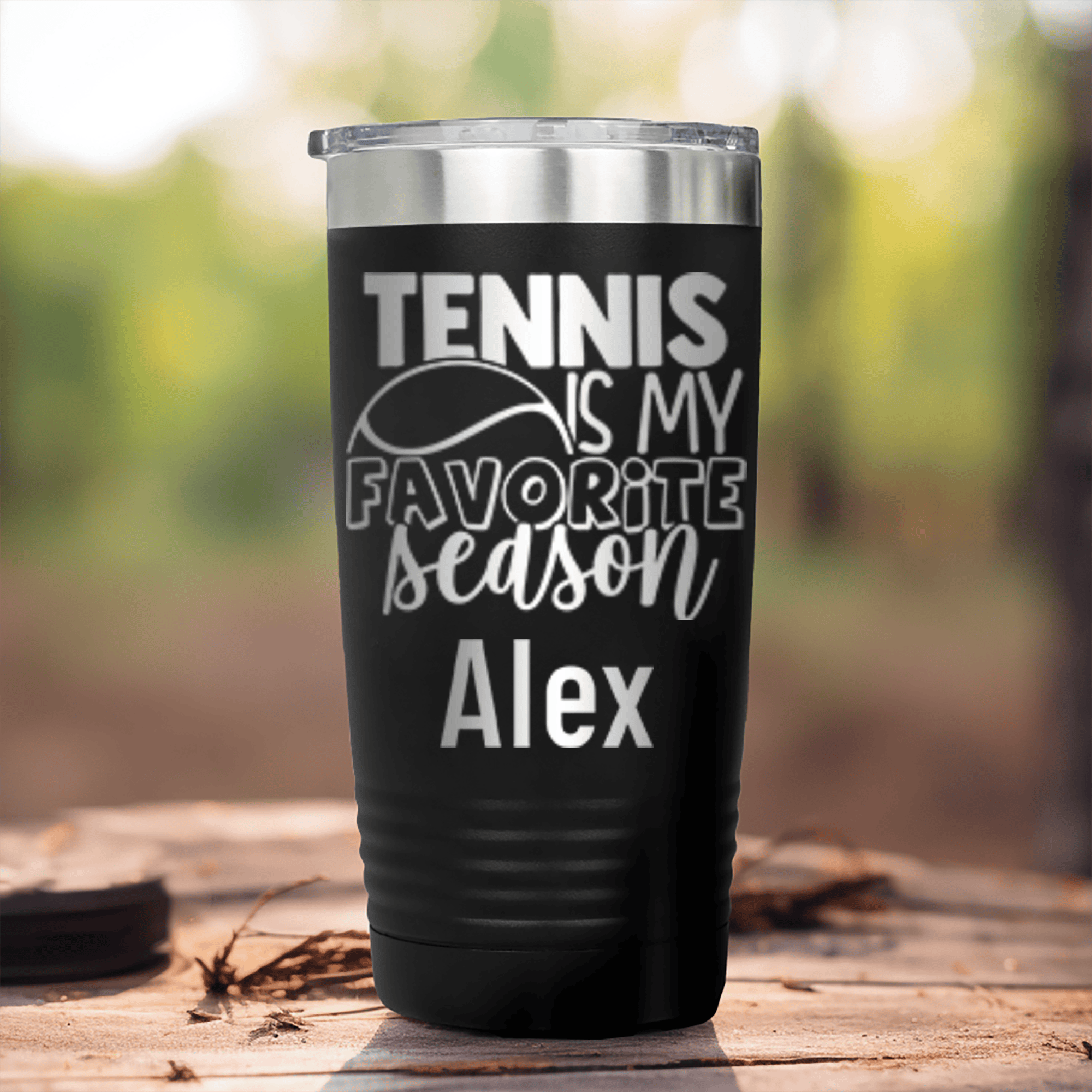 Black Tennis For Her Tumbler With My Favorite Season Is Tennis Design