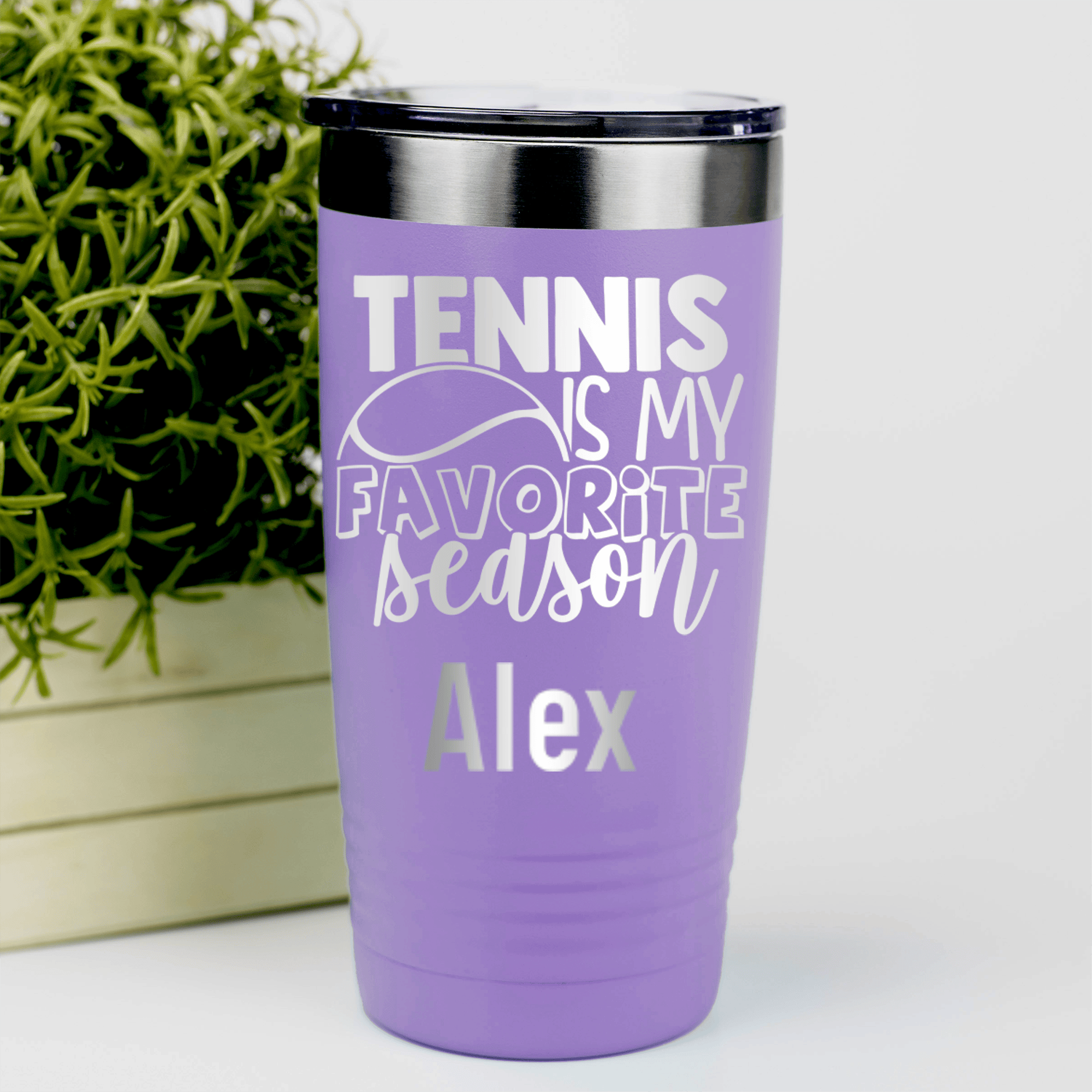 Light Purple Tennis For Her Tumbler With My Favorite Season Is Tennis Design