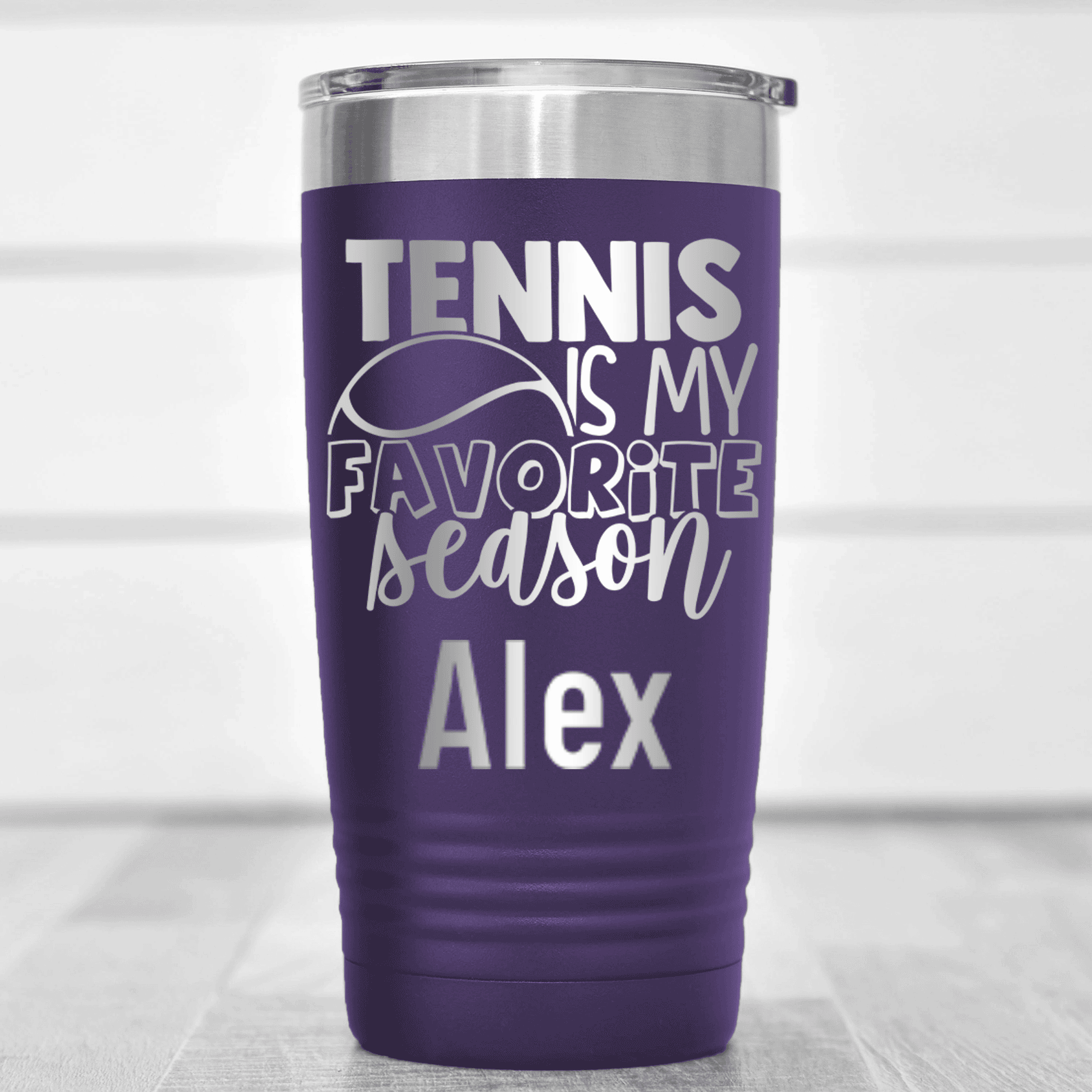 Purple Tennis For Her Tumbler With My Favorite Season Is Tennis Design