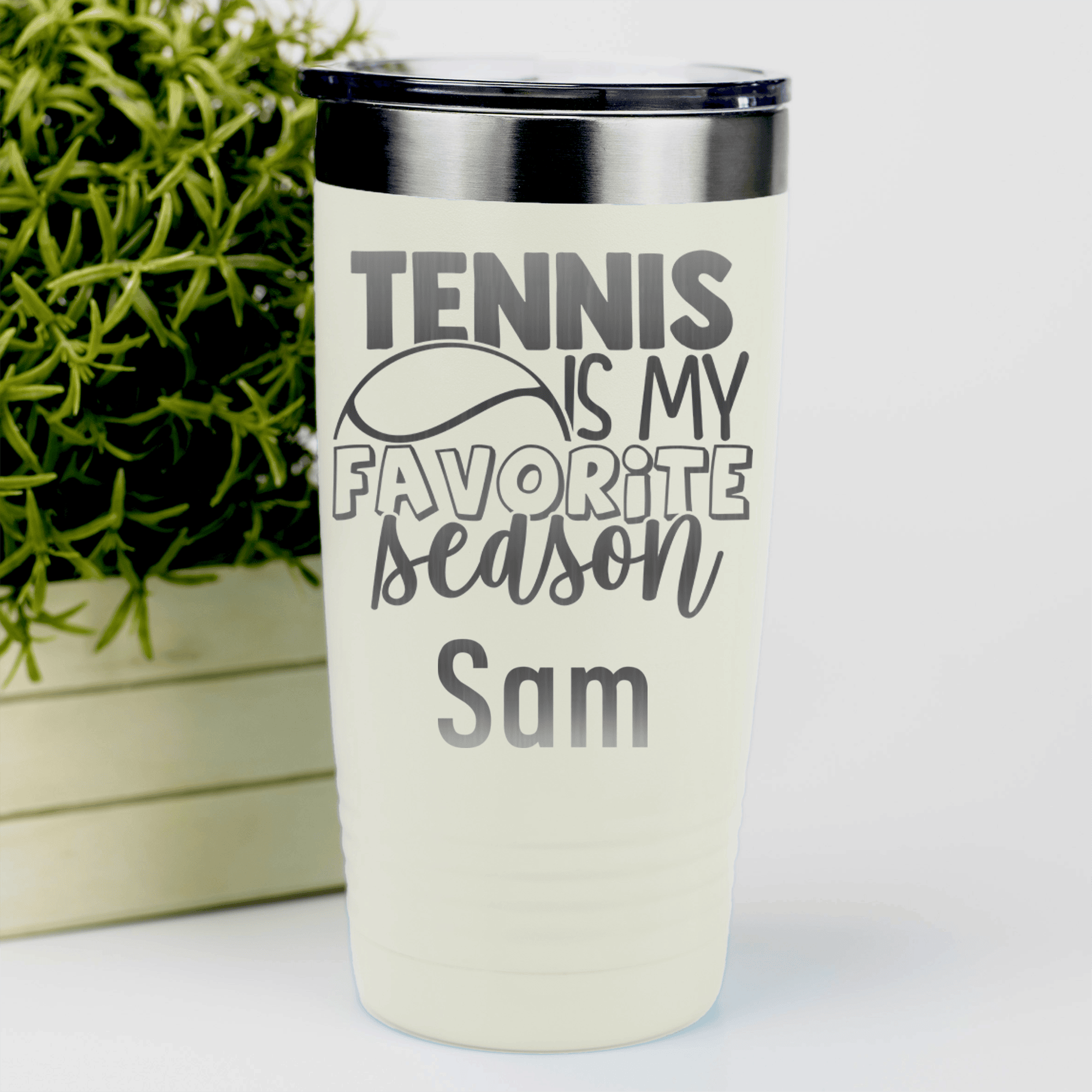 White Tennis For Her Tumbler With My Favorite Season Is Tennis Design