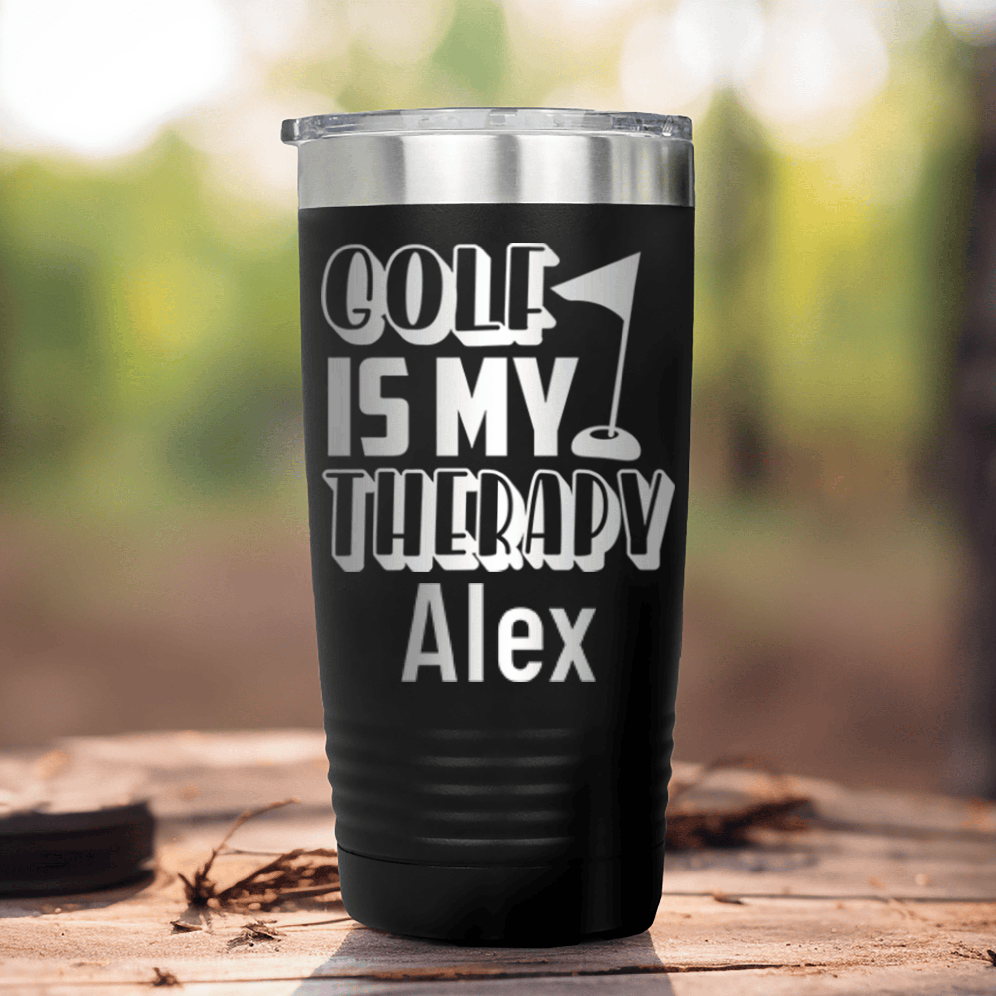 Black Golf Gifts For Her Tumbler With My Real Therapy Design