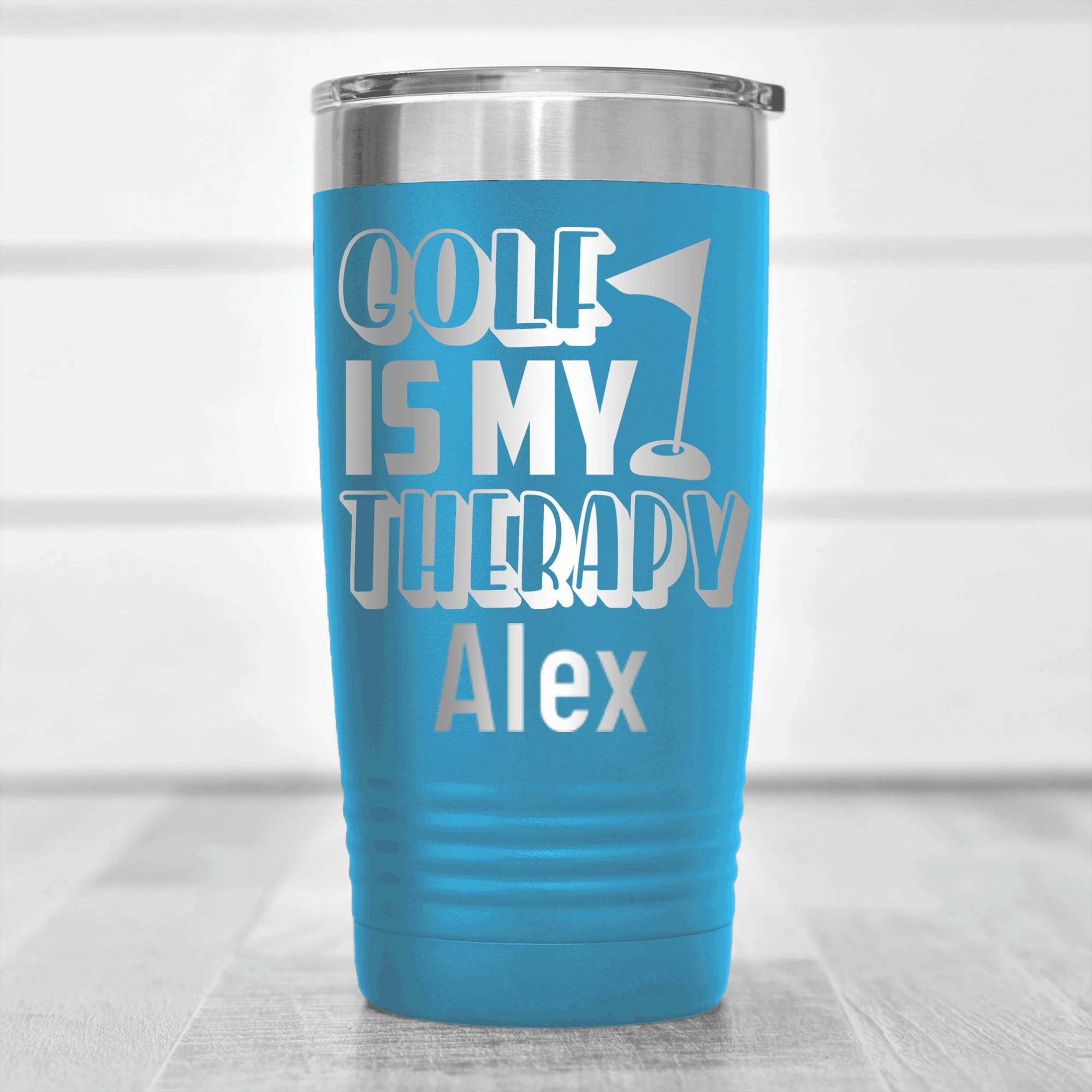 Light Blue Golf Gifts For Her Tumbler With My Real Therapy Design