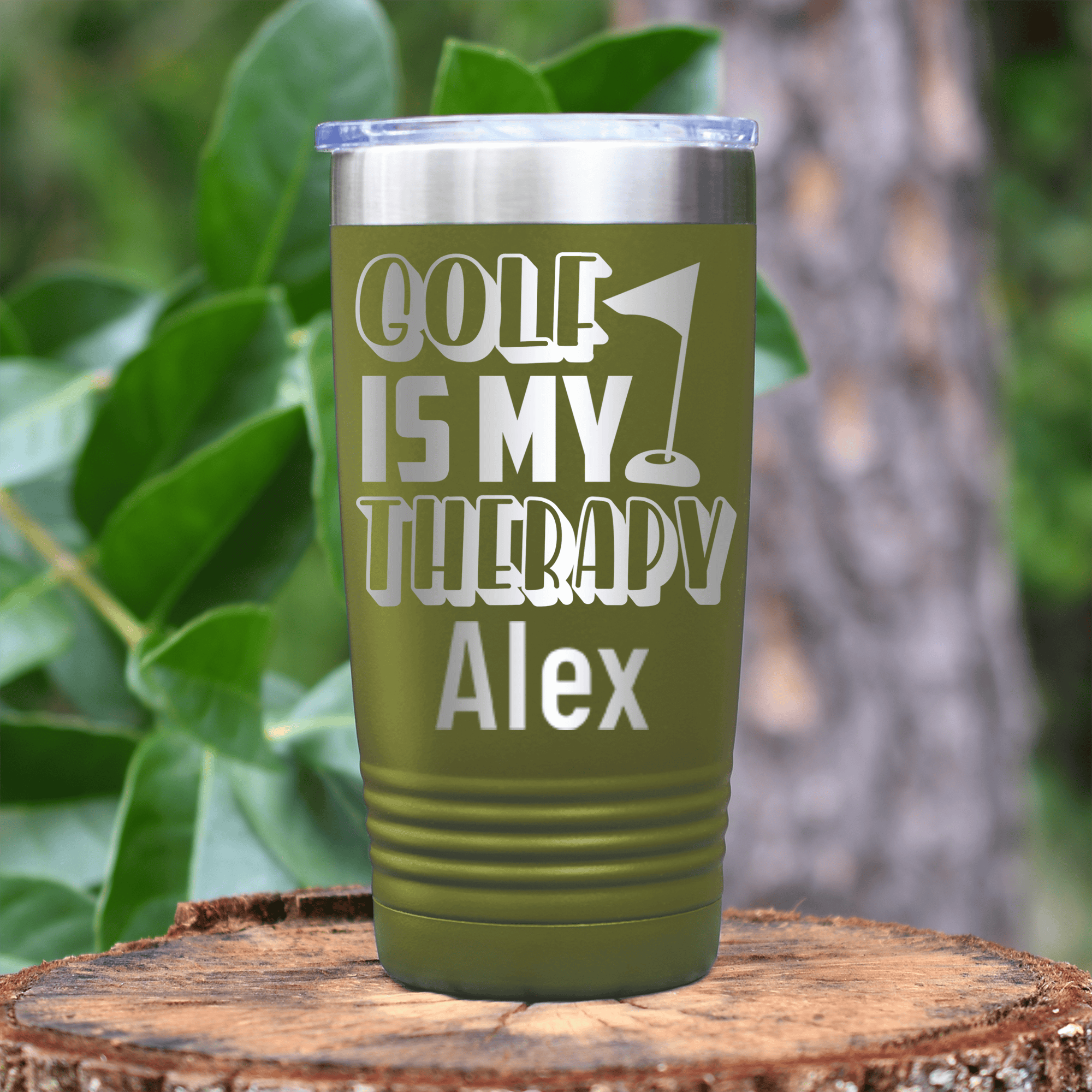 Military Green Golf Gifts For Her Tumbler With My Real Therapy Design