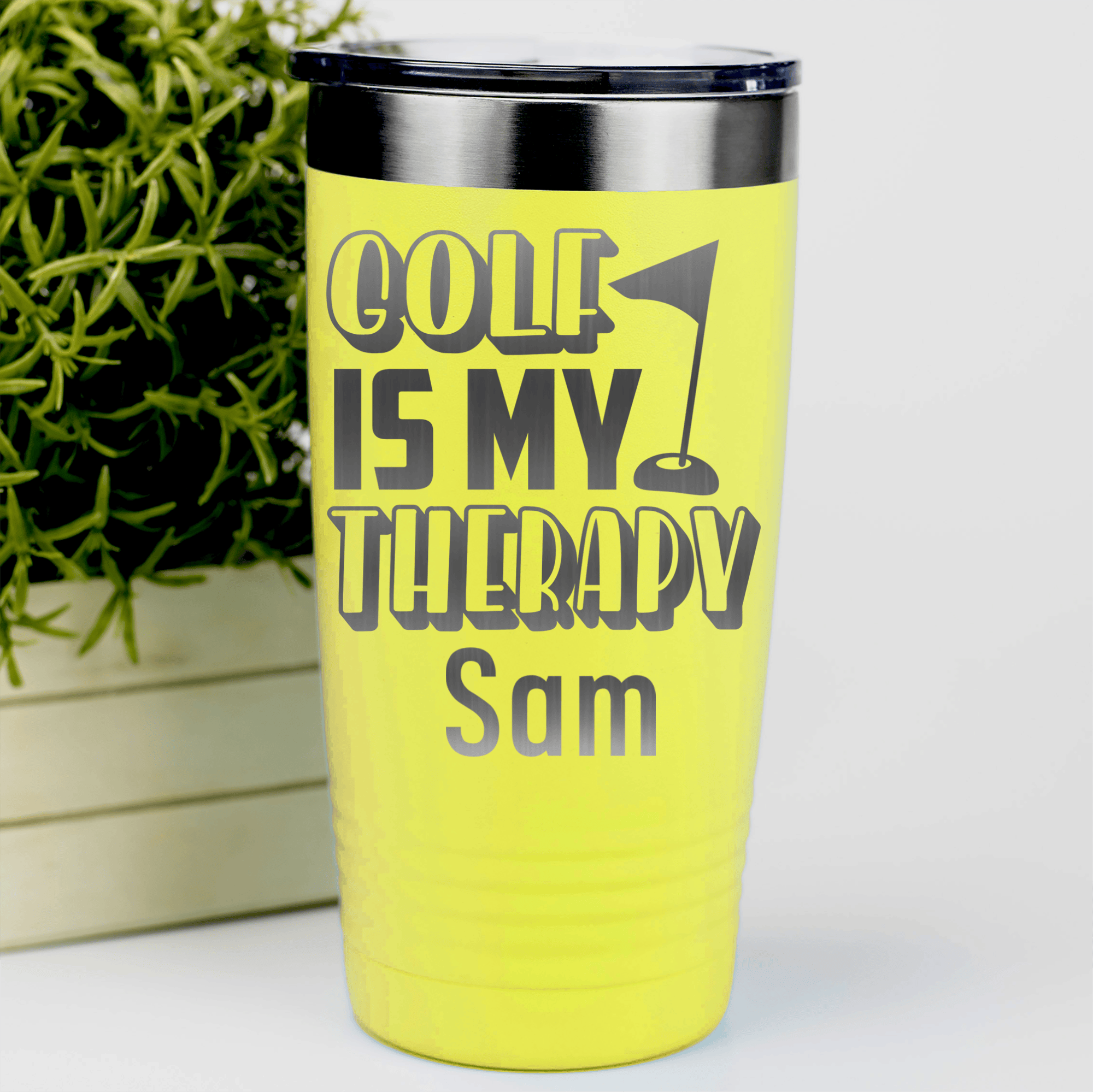 Yellow Golf Gifts For Her Tumbler With My Real Therapy Design