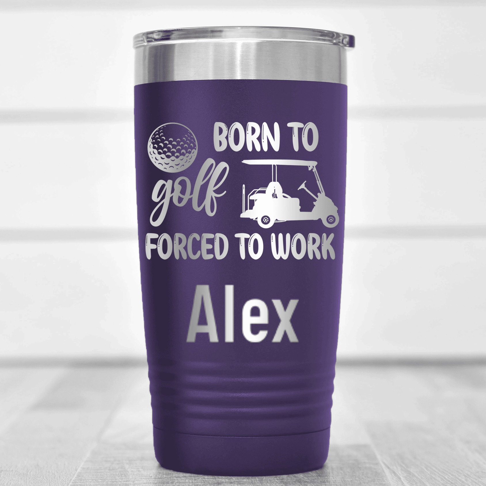 Purple Golf Gifts For Her Tumbler With Never Meant To Work Design