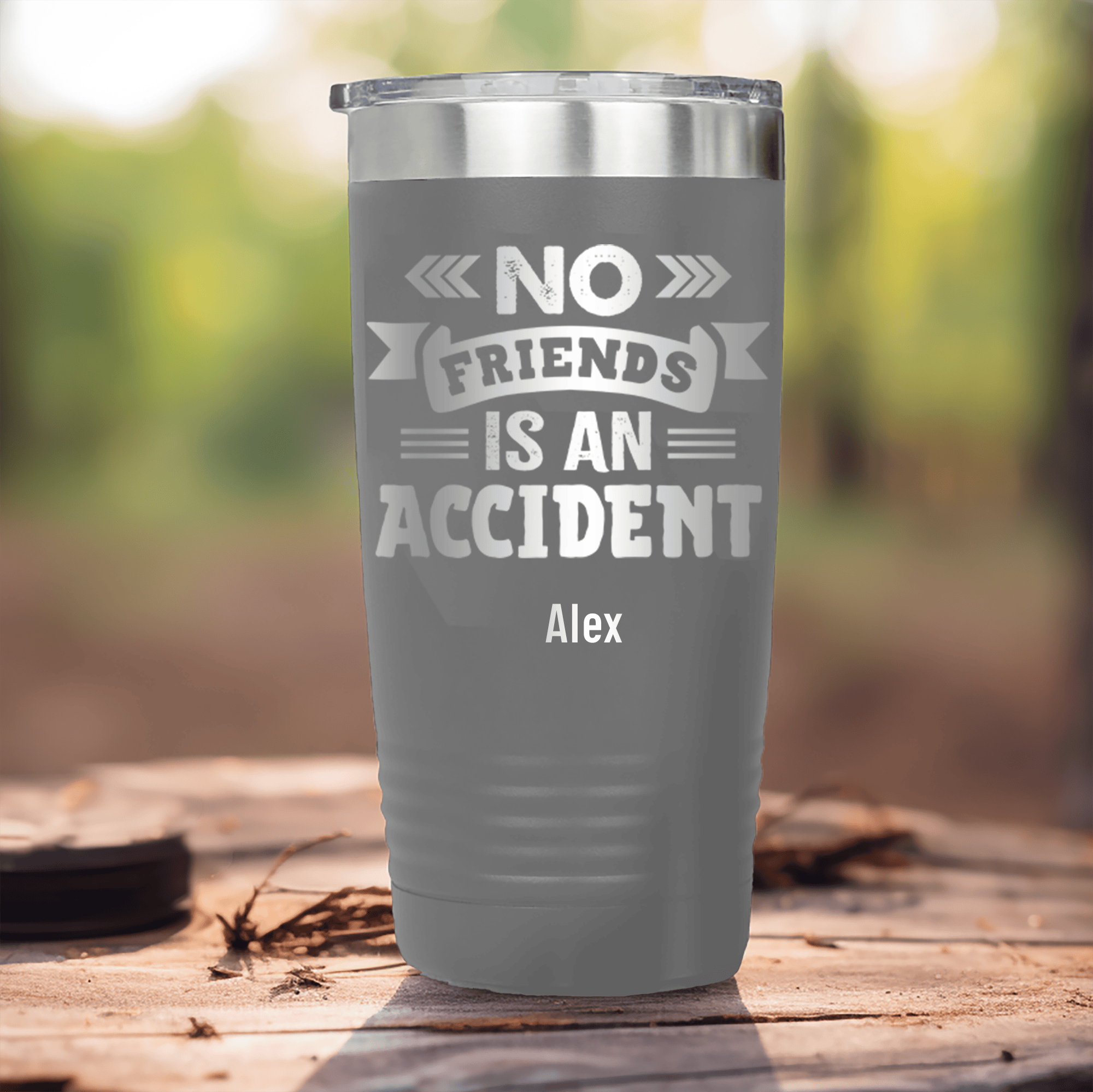 Grey Best Friend Tumbler With No Friend Is An Accident Design