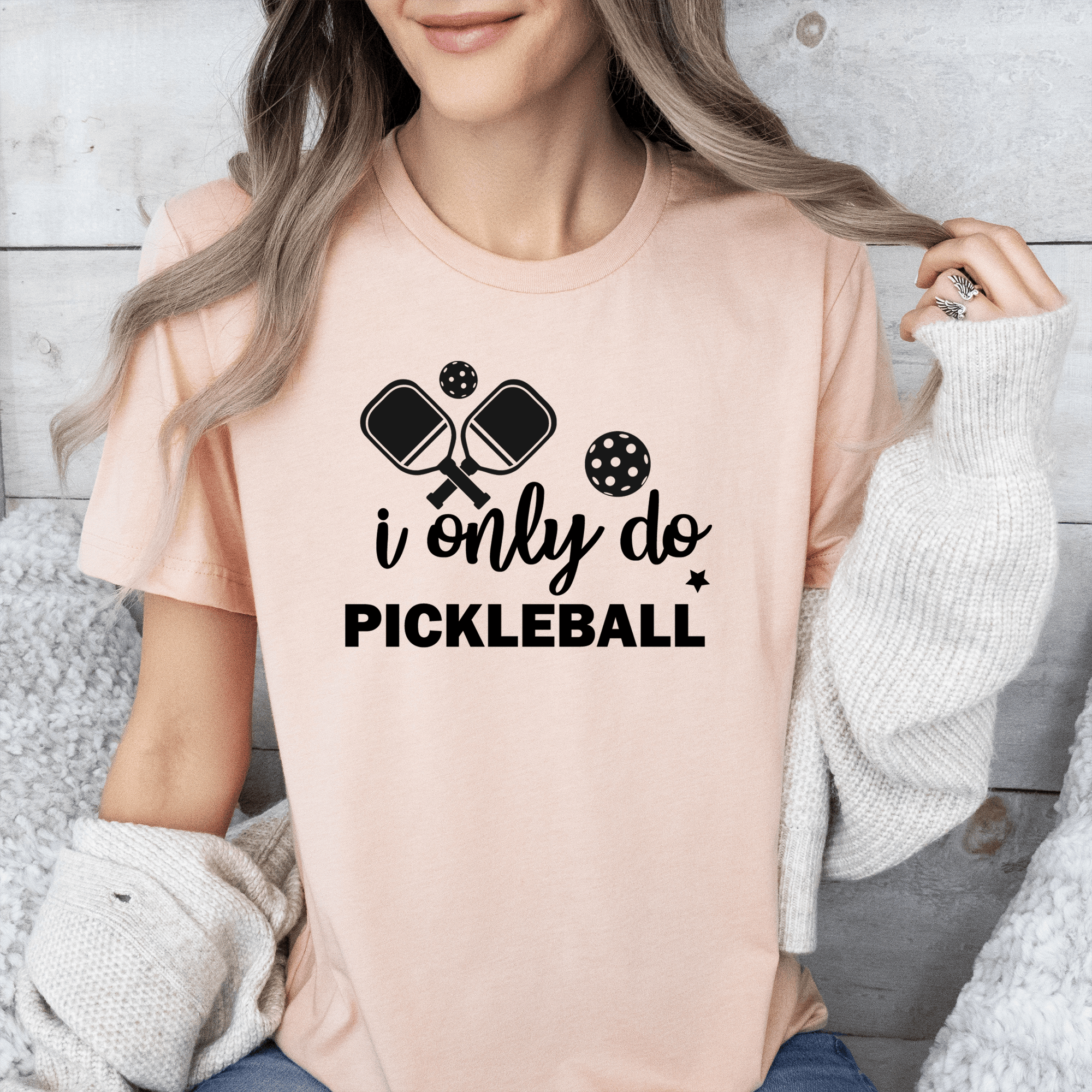 Womens Heather Peach T Shirt with Nothin-But-Pickle design