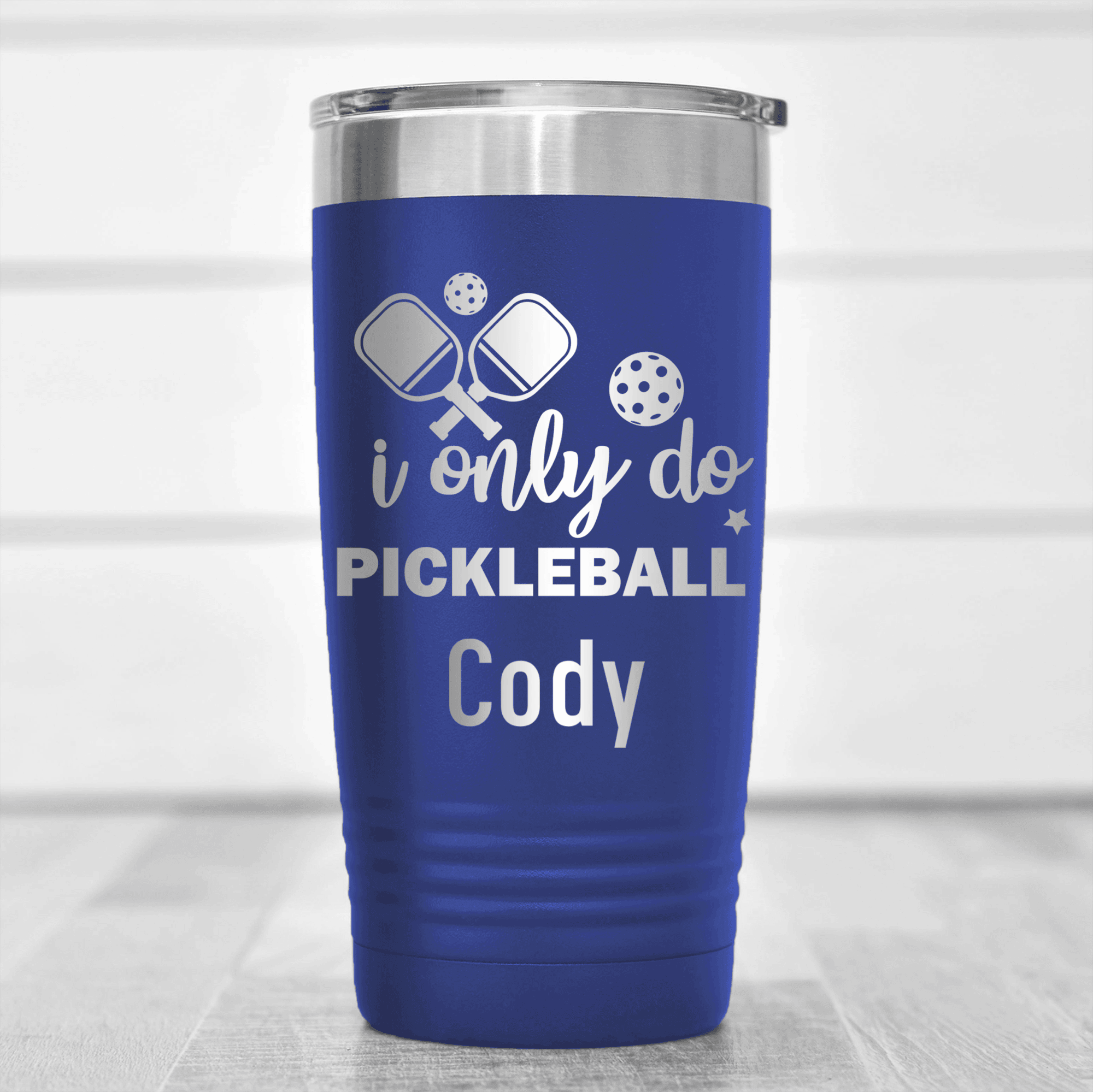 Blue Pickleball Tumbler With Nothin But Pickle Design