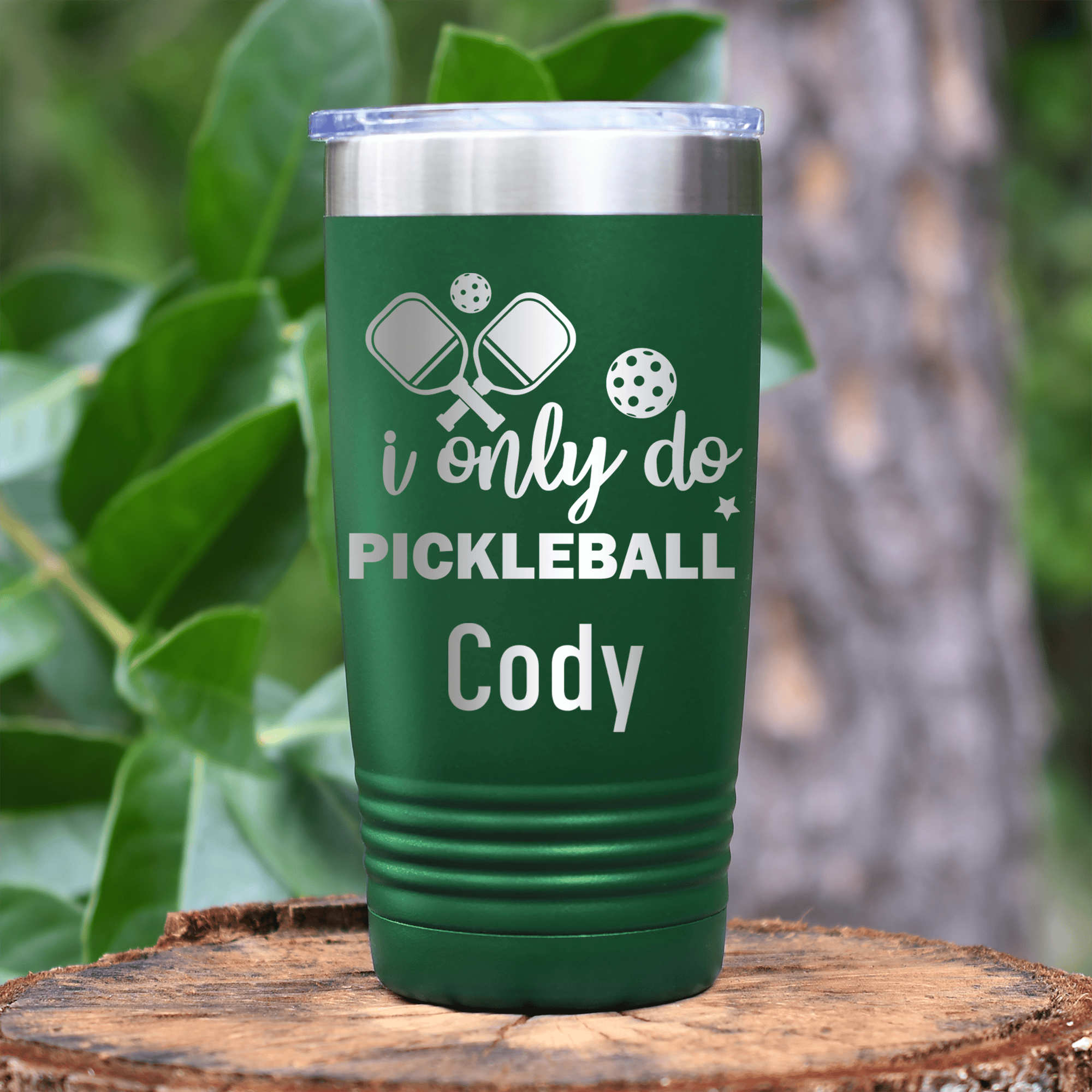 Green Pickleball Tumbler With Nothin But Pickle Design