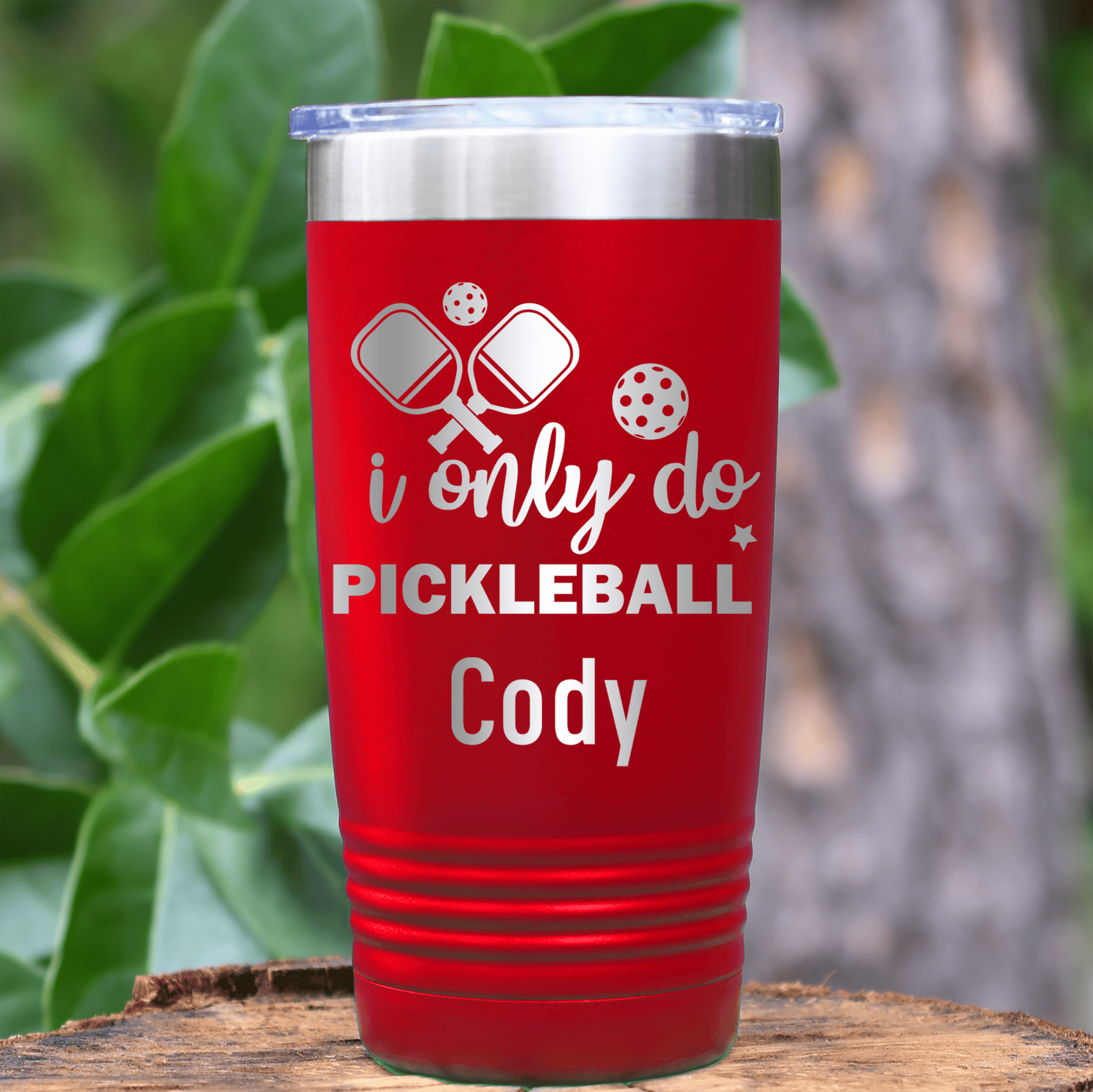 Red Pickleball Tumbler With Nothin But Pickle Design